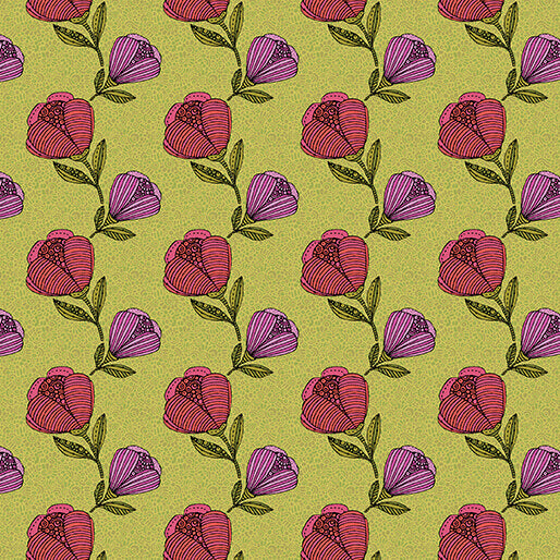Alluring Peacock - Pebble Floral - Lime
