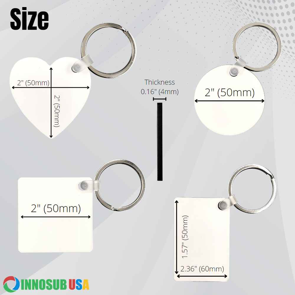 Sublimation Printing MDF Keychain Blank - 2 Sided | Custom Keychain | Sublimation Keychain | Heat Transfer Keychain by INNOSUB USA