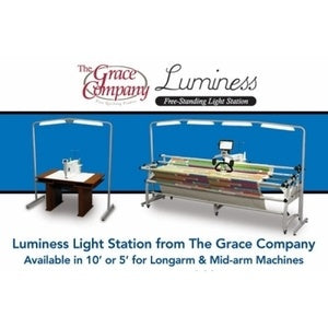 Luminess 2', 5', or 10'+ LED Floor Lamp Overhead Light Bar on Casters, On Off, Adj Height for Sewing Cabinets Tables, Quilting Frames, Work Stations