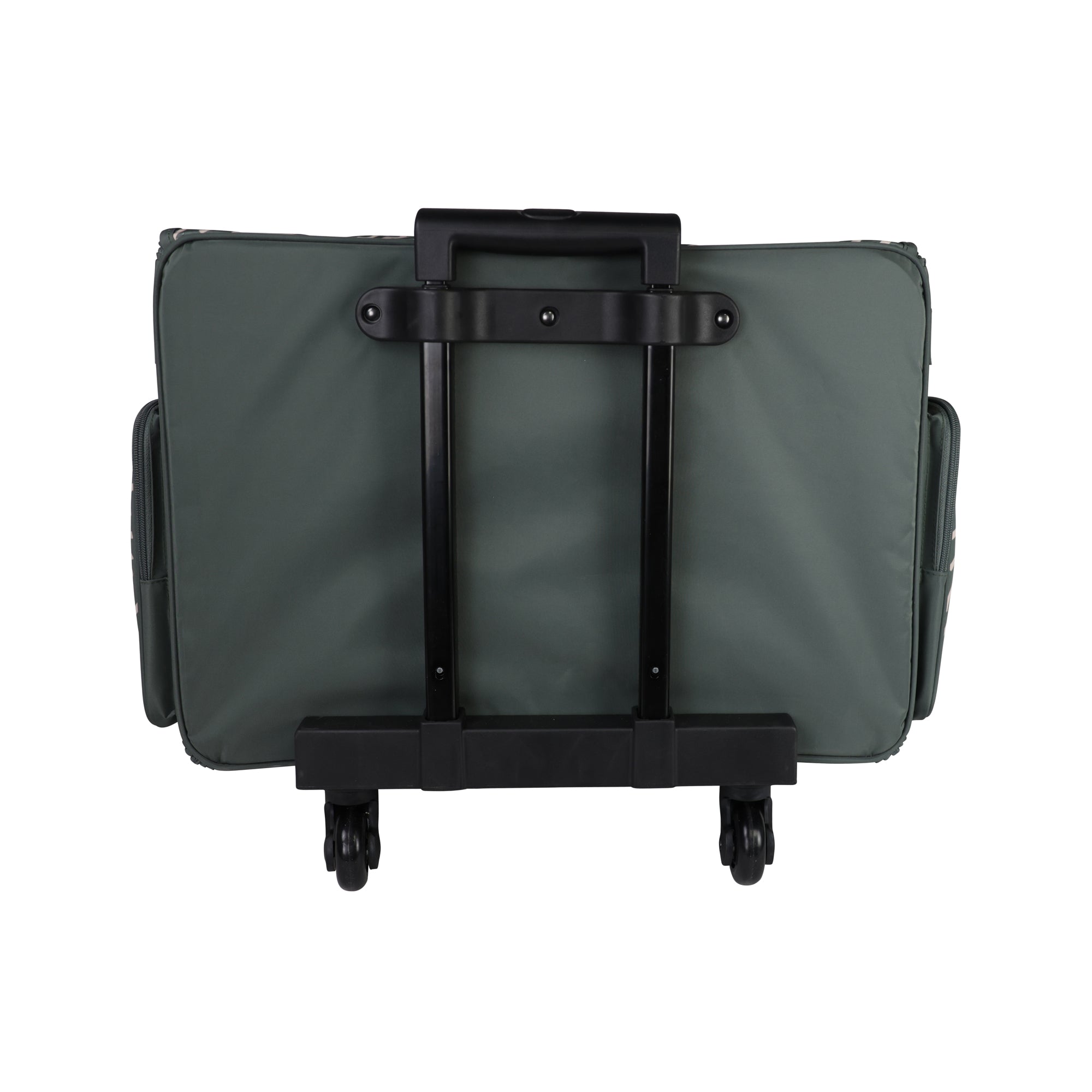 XL 4 Wheel Collapsible Deluxe Rolling Sewing Machine Storage Case, Grey & White