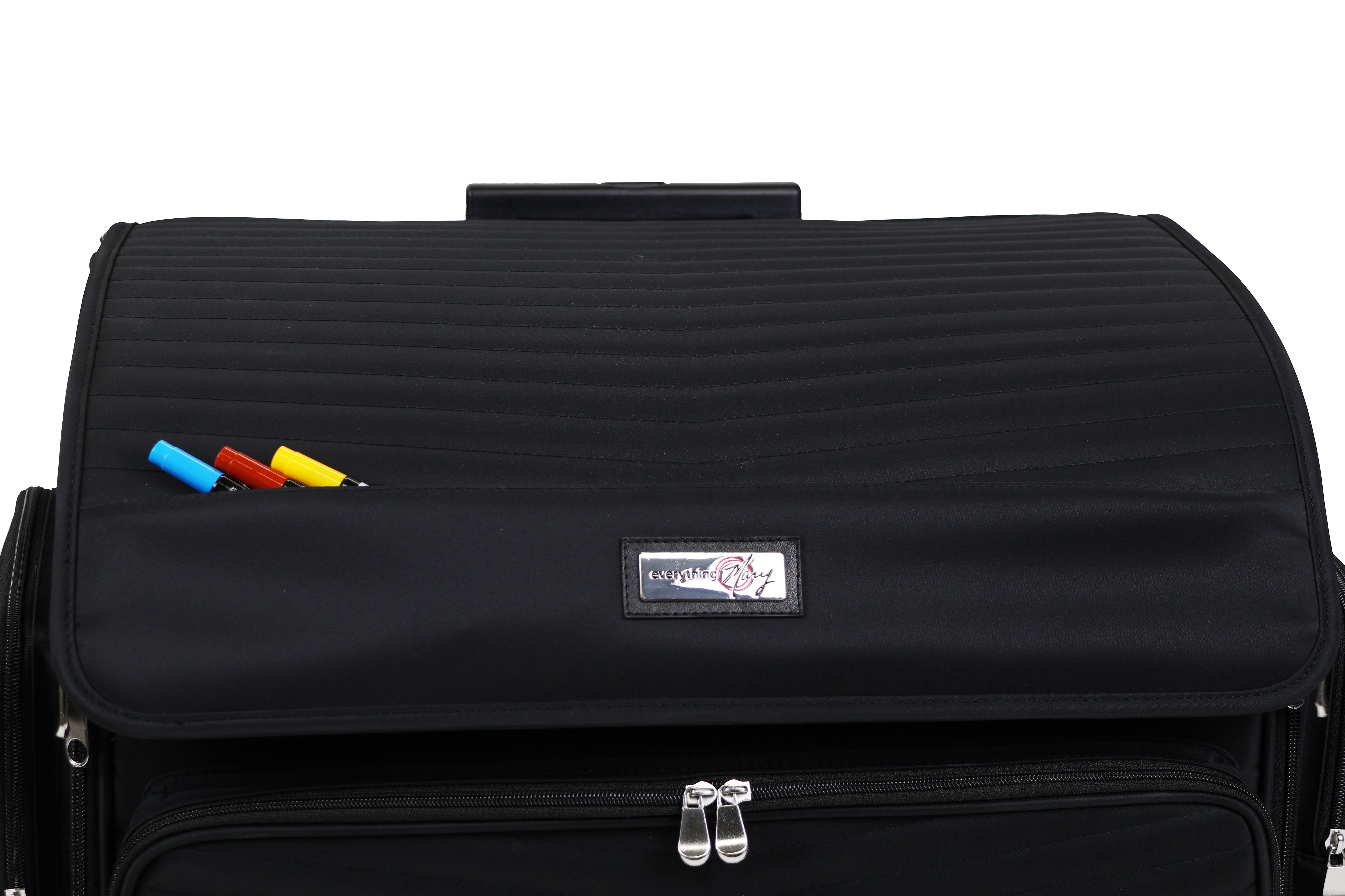 Everything Mary XL 4 Wheel Collapsible Rolling Sewing Machine Storage Case, Black
