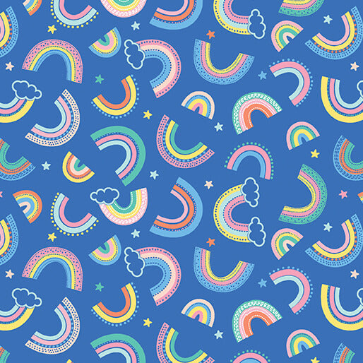 Twinkle Comfort Flannel - Dreamy Rainbows - Royal Blue