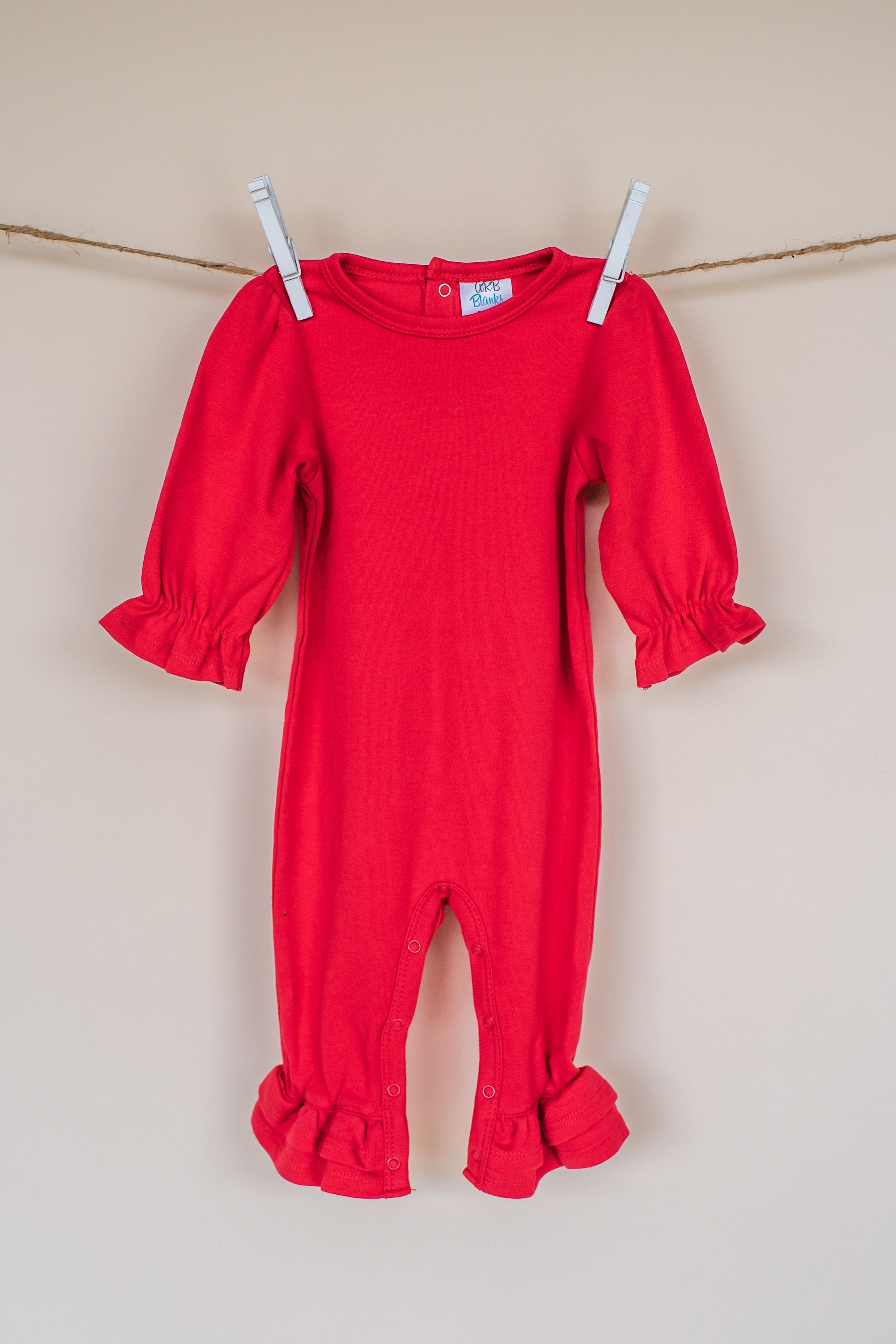 Girl's Long Sleeve Ruffle Rompers