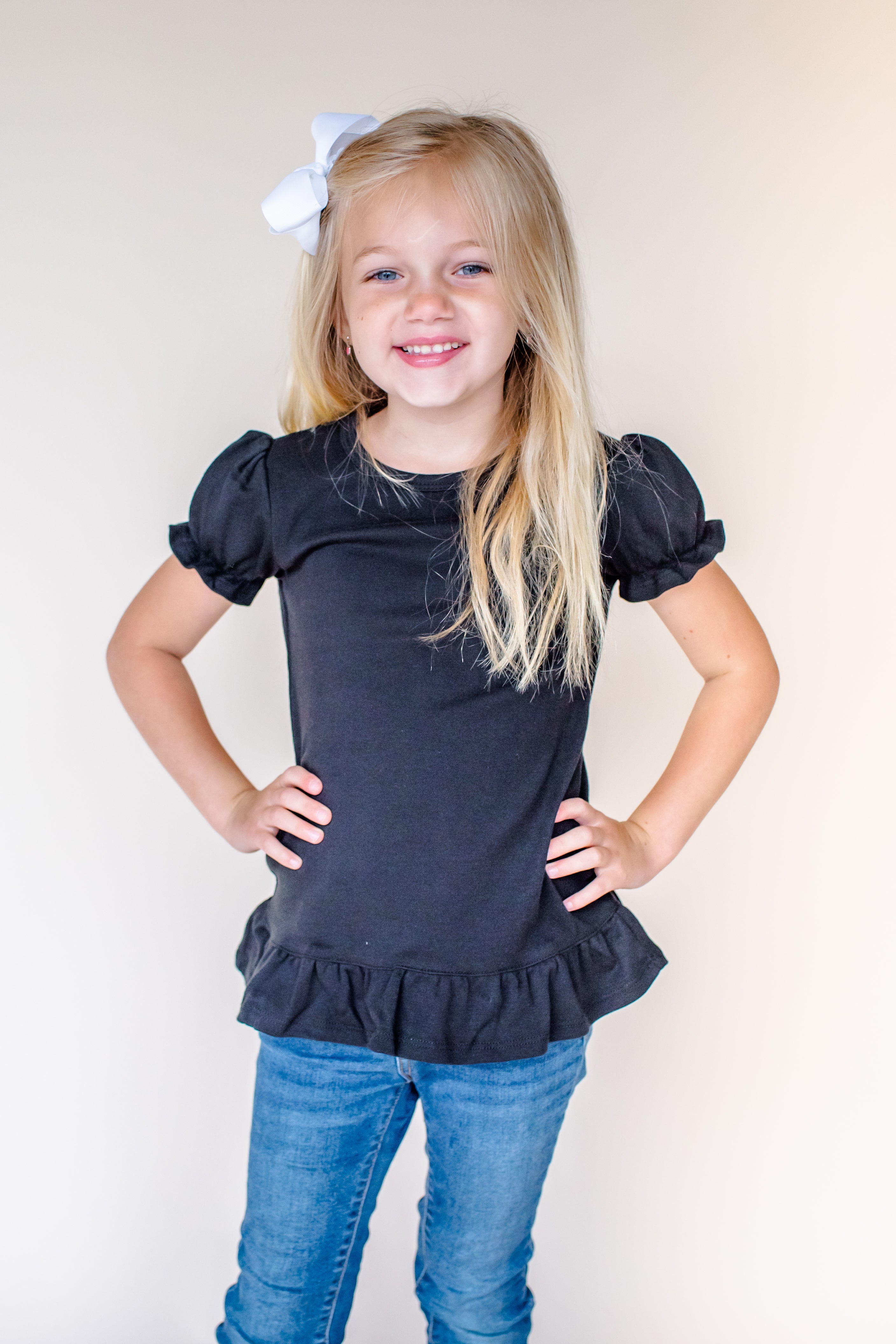 Girl's Short Sleeve Ruffle Shirt (12M-Toddler)