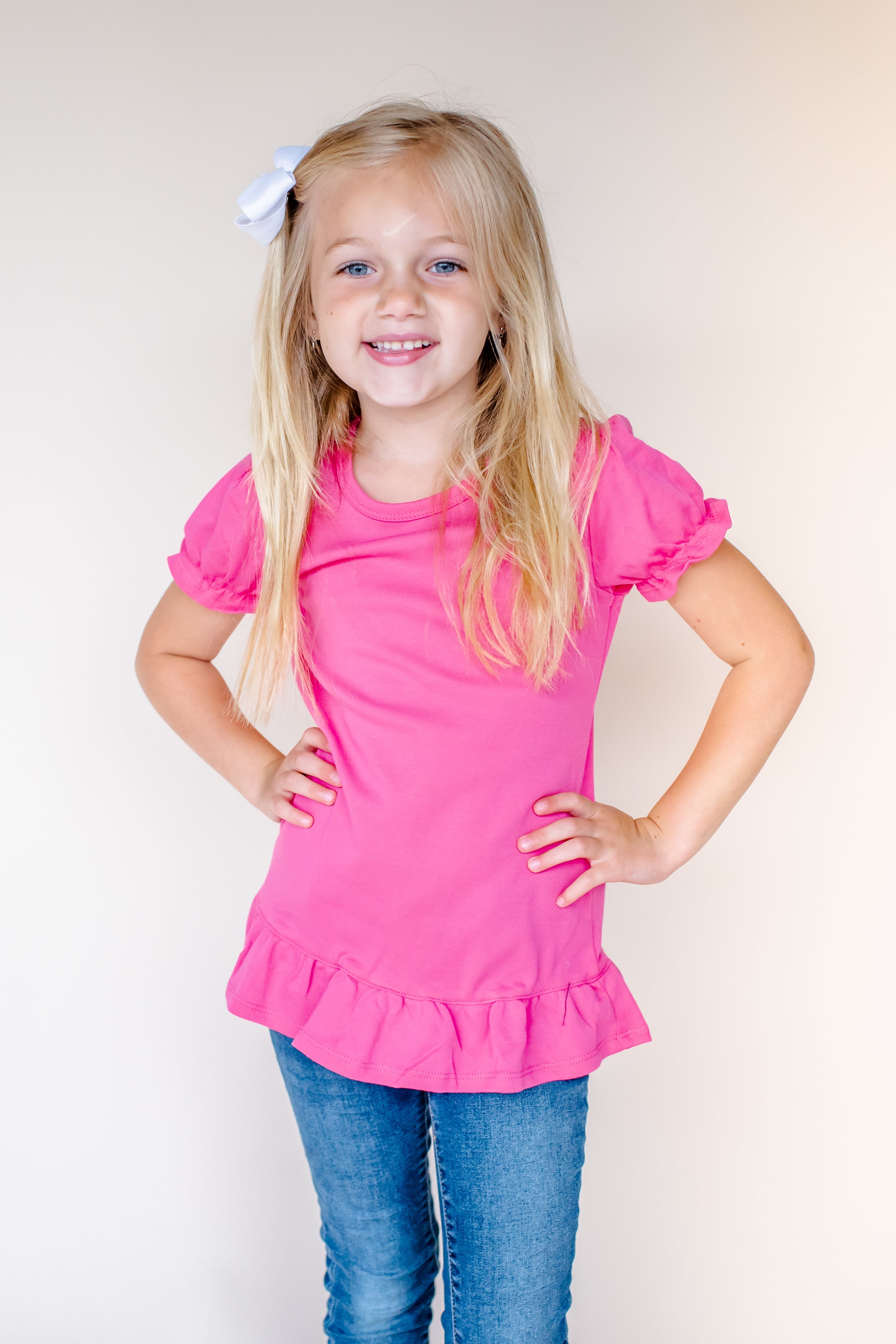 Girl's Short Sleeve Ruffle Shirt (12M-Toddler)