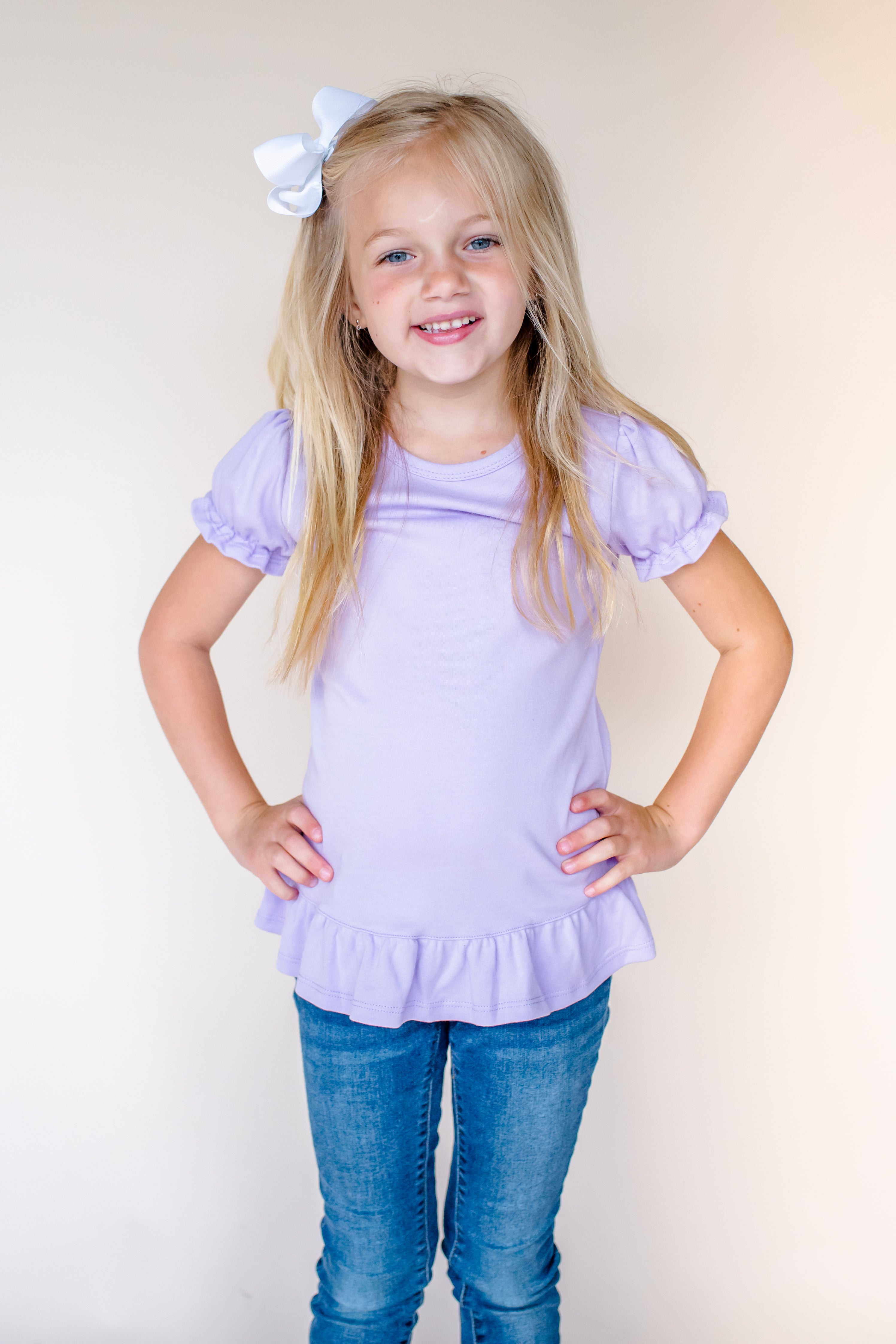 Girl's Short Sleeve Ruffle Shirt (12M-Toddler)