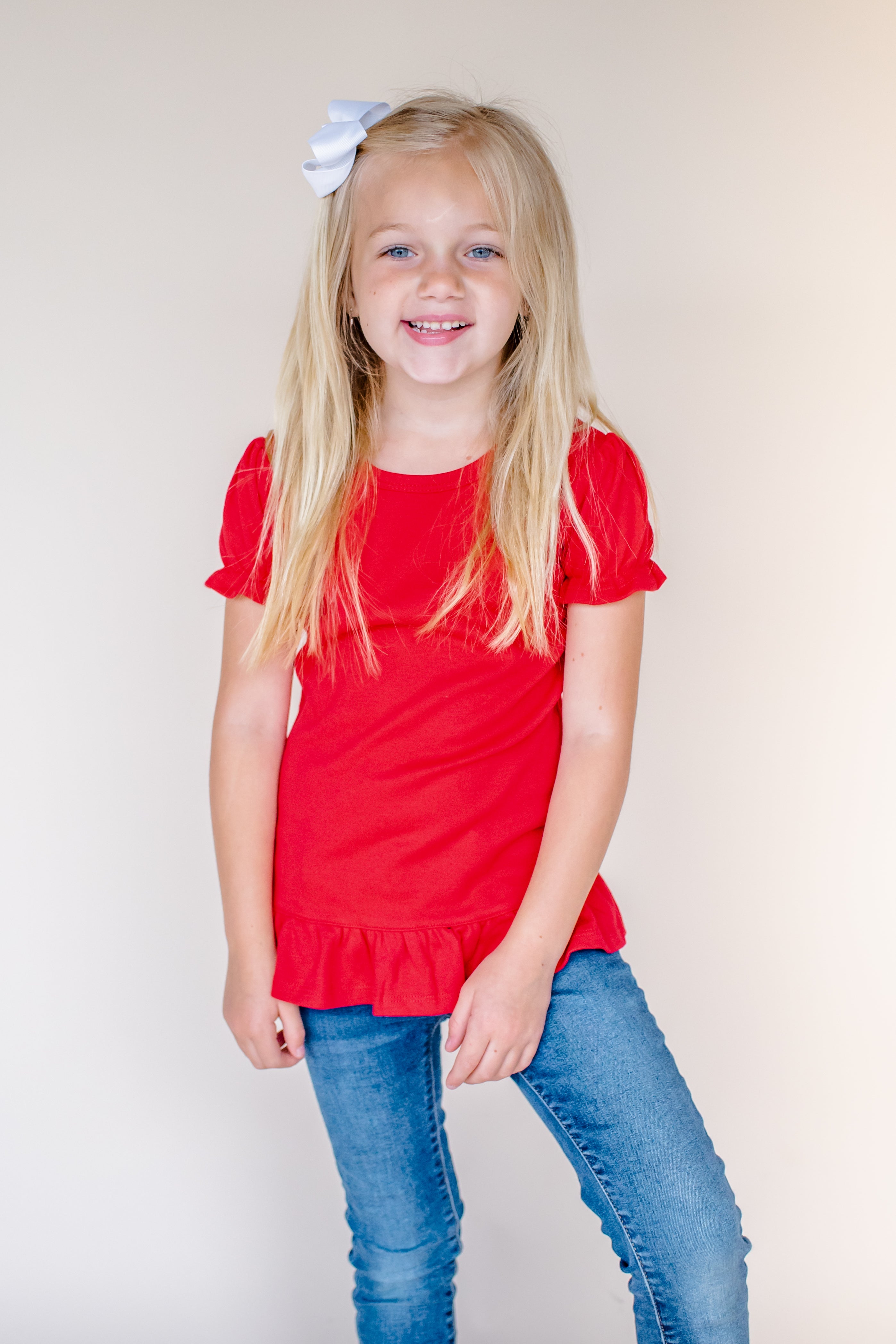 Girl's Short Sleeve Ruffle Shirt (12M-Toddler)