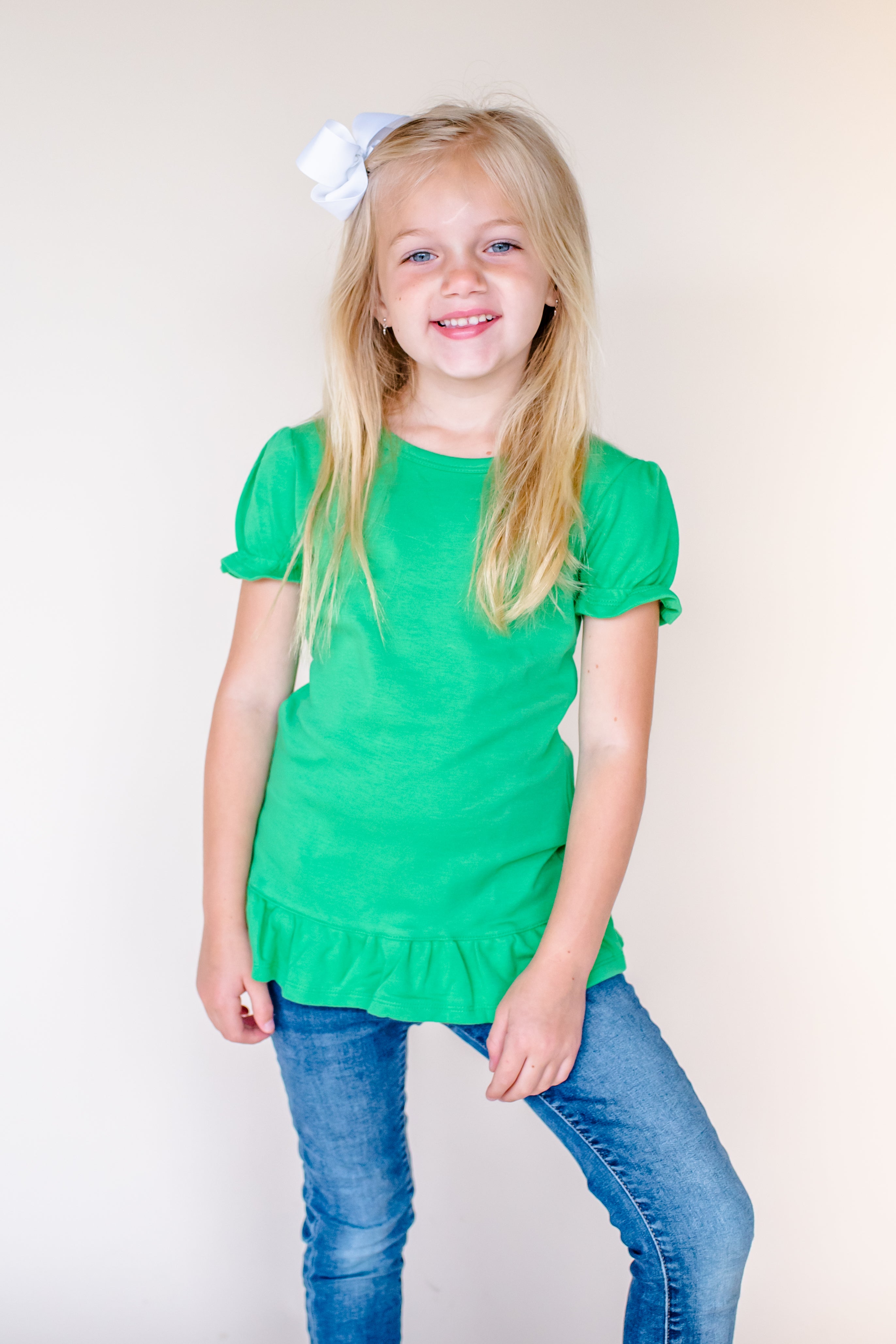 Girl's Short Sleeve Ruffle Shirt (12M-Toddler)