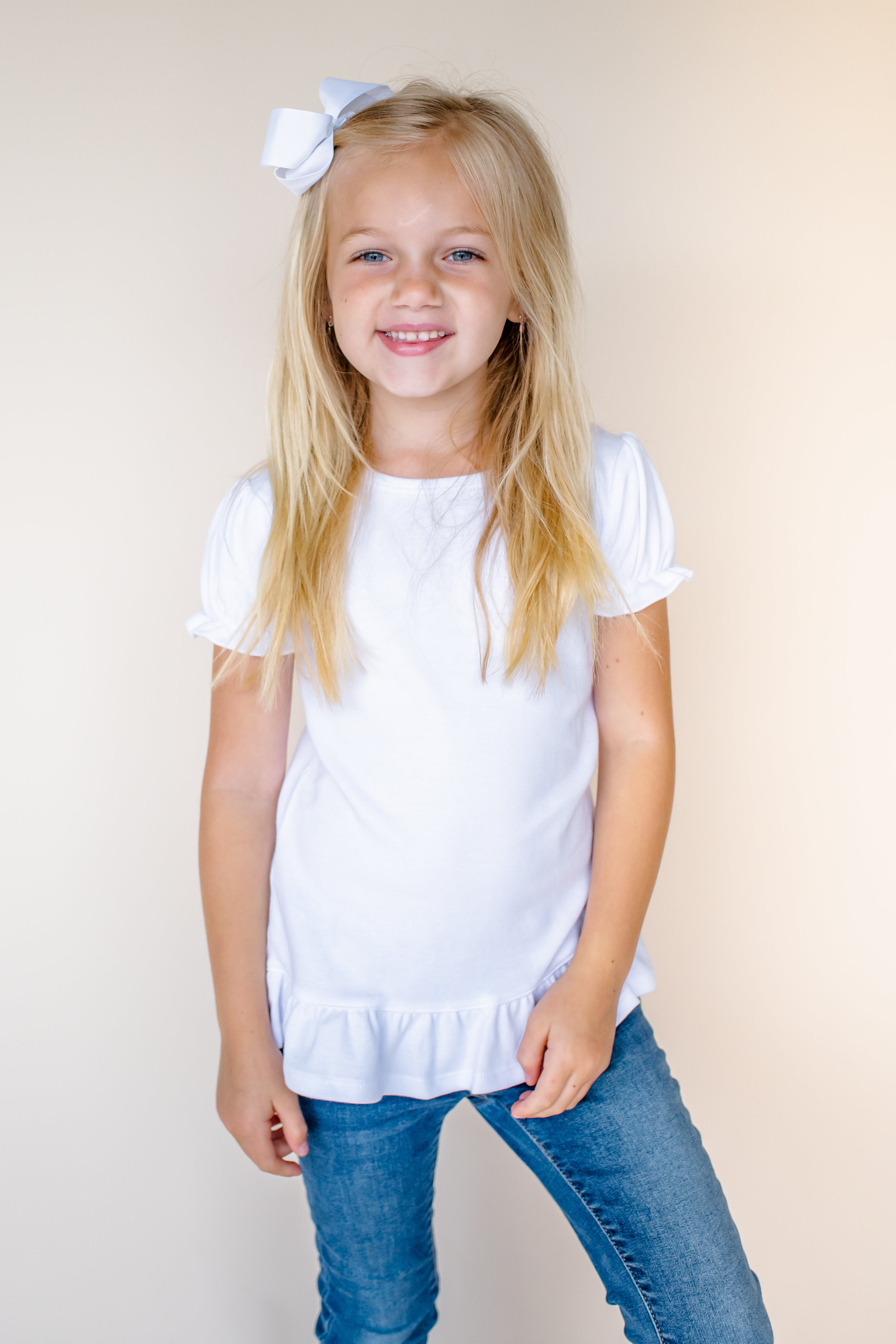 Girl's Short Sleeve Ruffle Shirt (Youth)