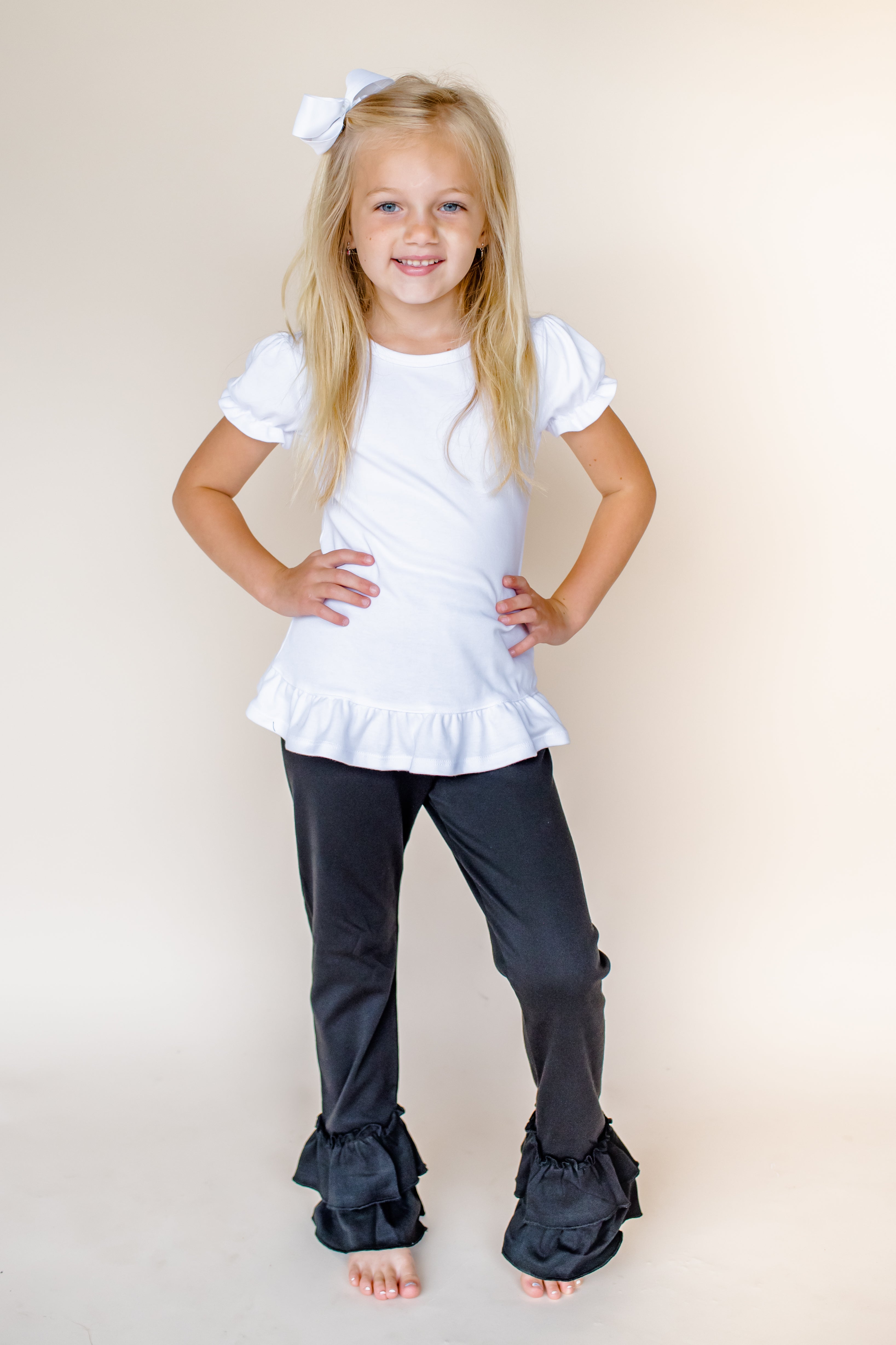 Girl's Solid Ruffle Pants