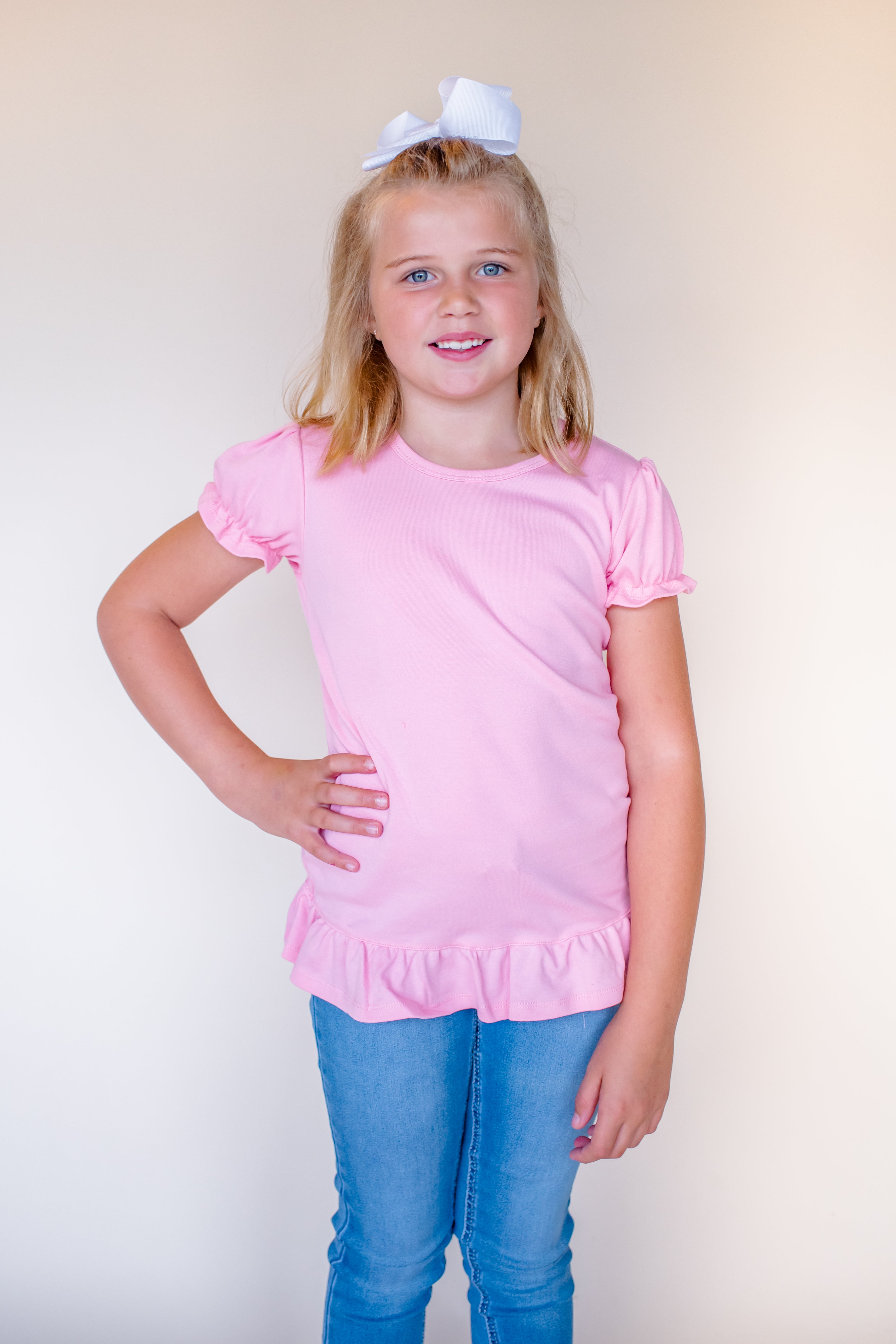 Girl's Short Sleeve Ruffle Shirt (12M-Toddler)