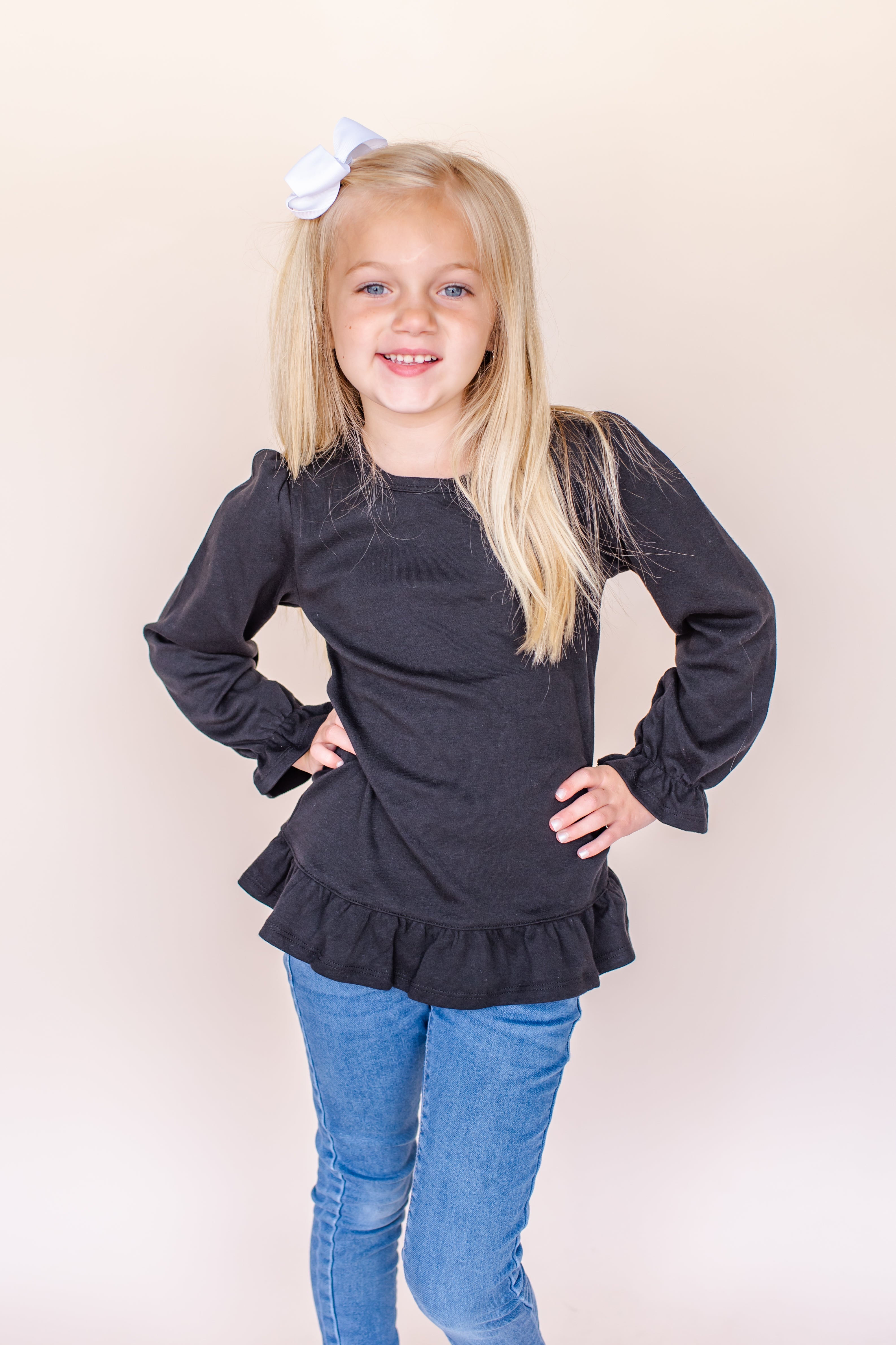 Girl's Long Sleeve Ruffle Shirt (Youth)