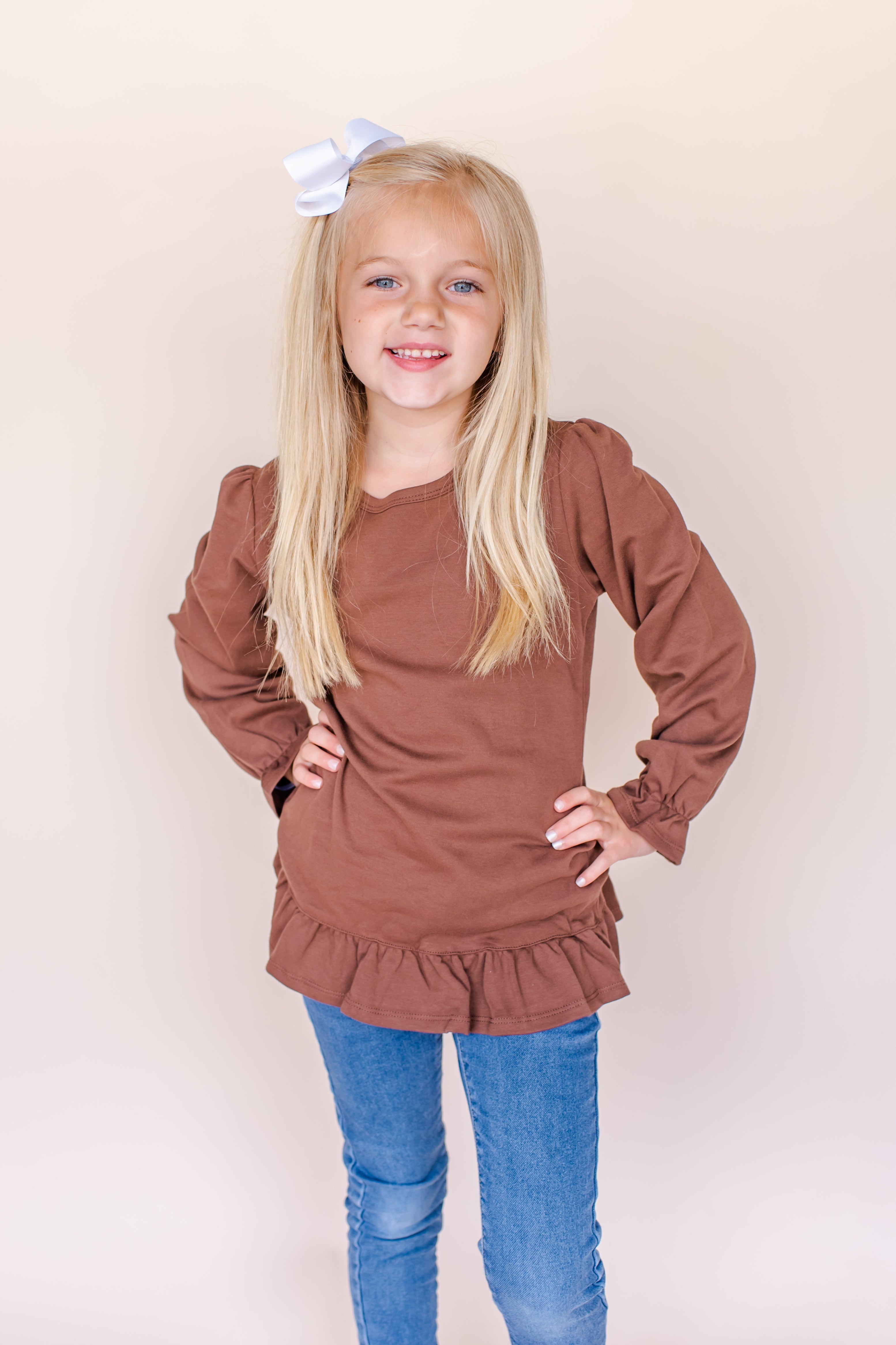 Girl's Long Sleeve Ruffle Shirt (Youth)