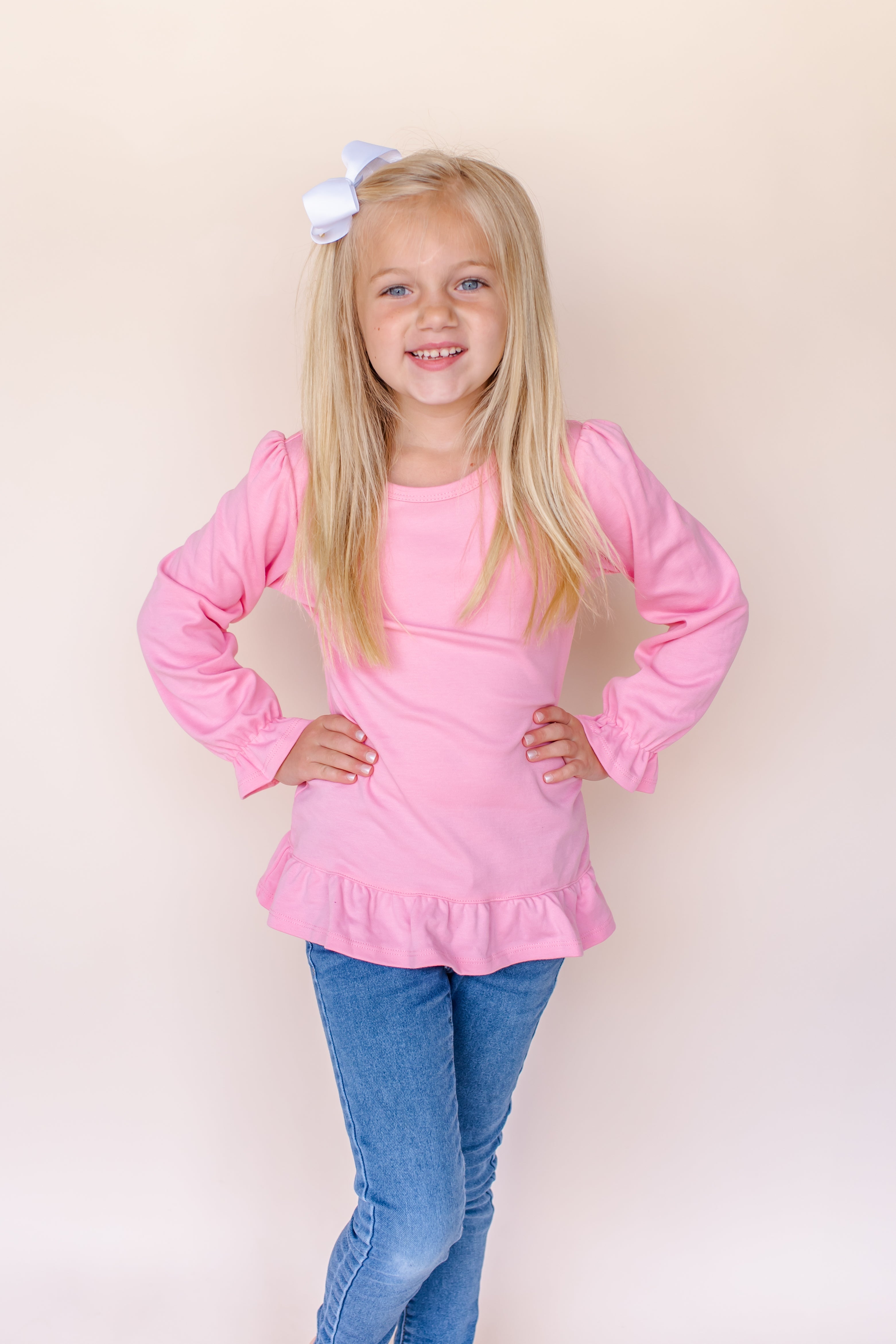 Girl's Long Sleeve Ruffle Shirt (Youth)