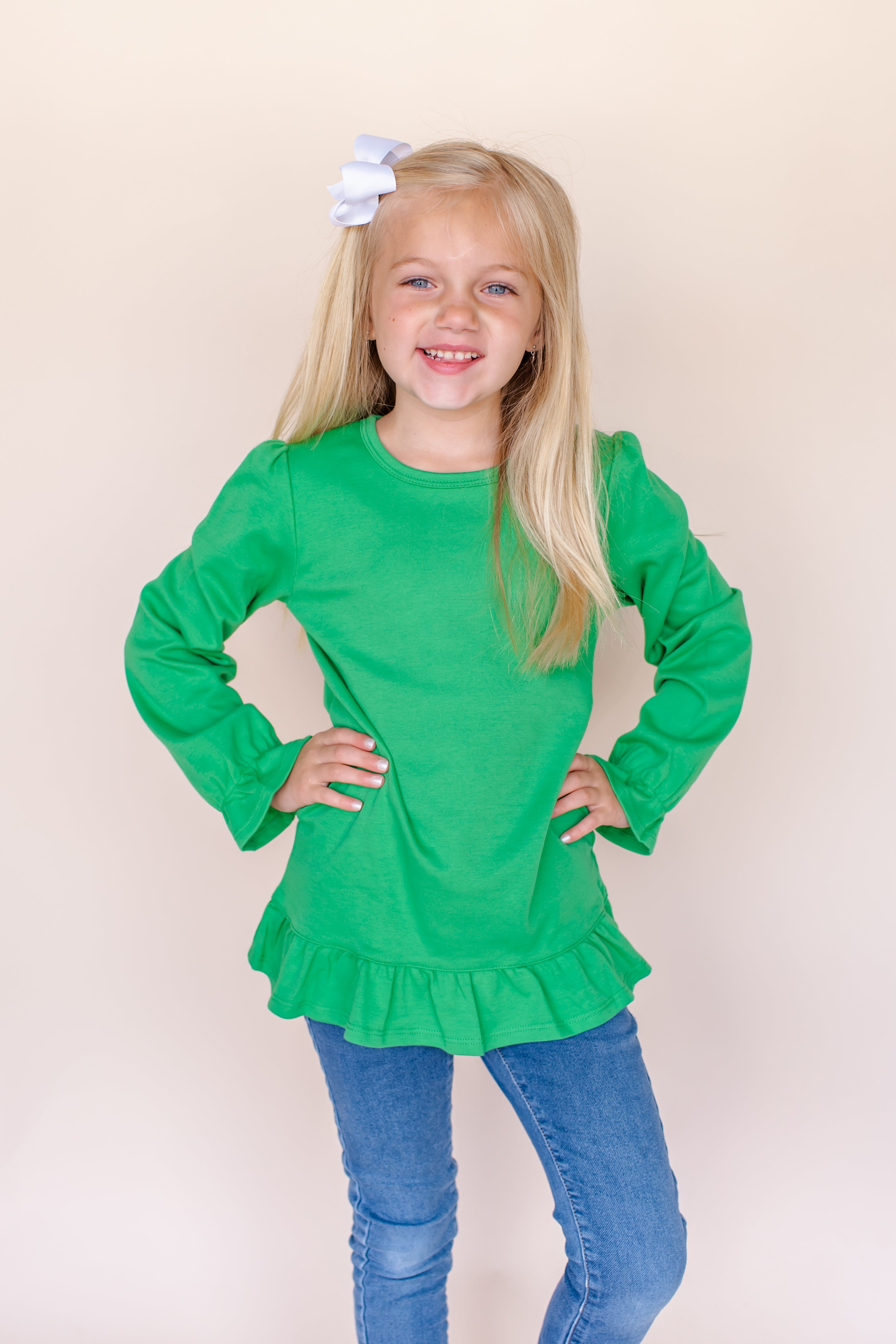 Girl's Long Sleeve Ruffle Shirt (Youth)
