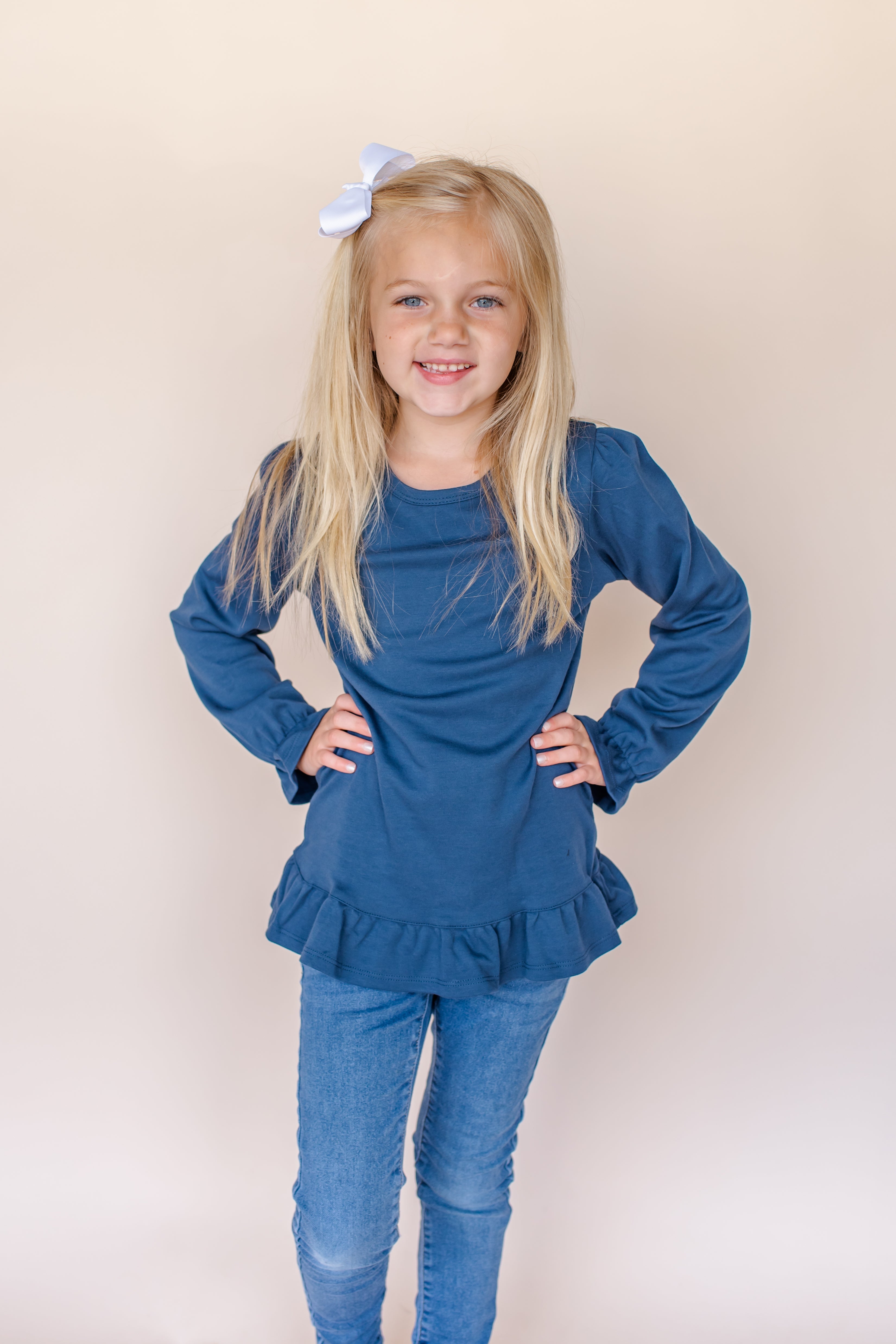 Girl's Long Sleeve Ruffle Shirt