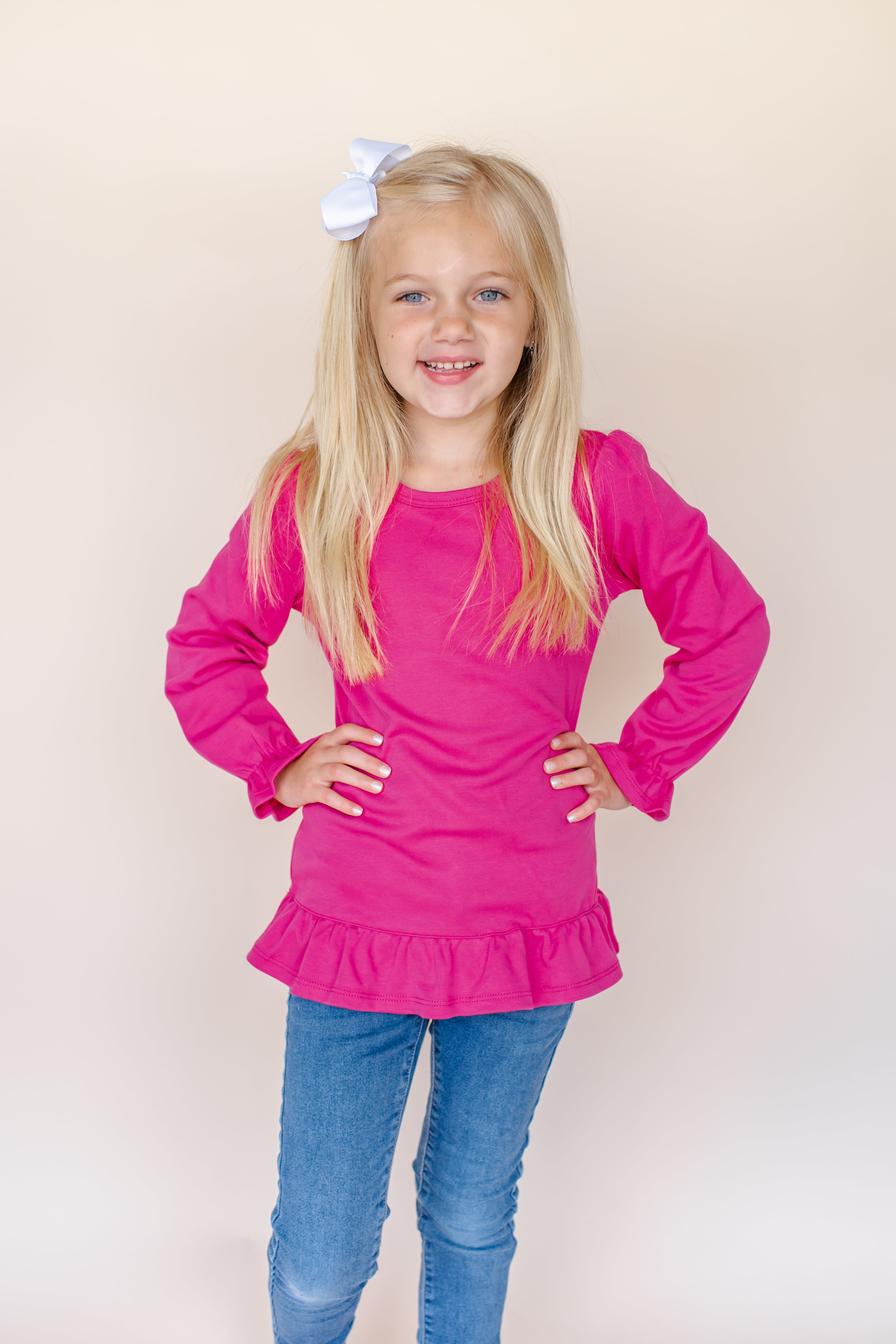 Girl's Long Sleeve Ruffle Shirt (Youth)