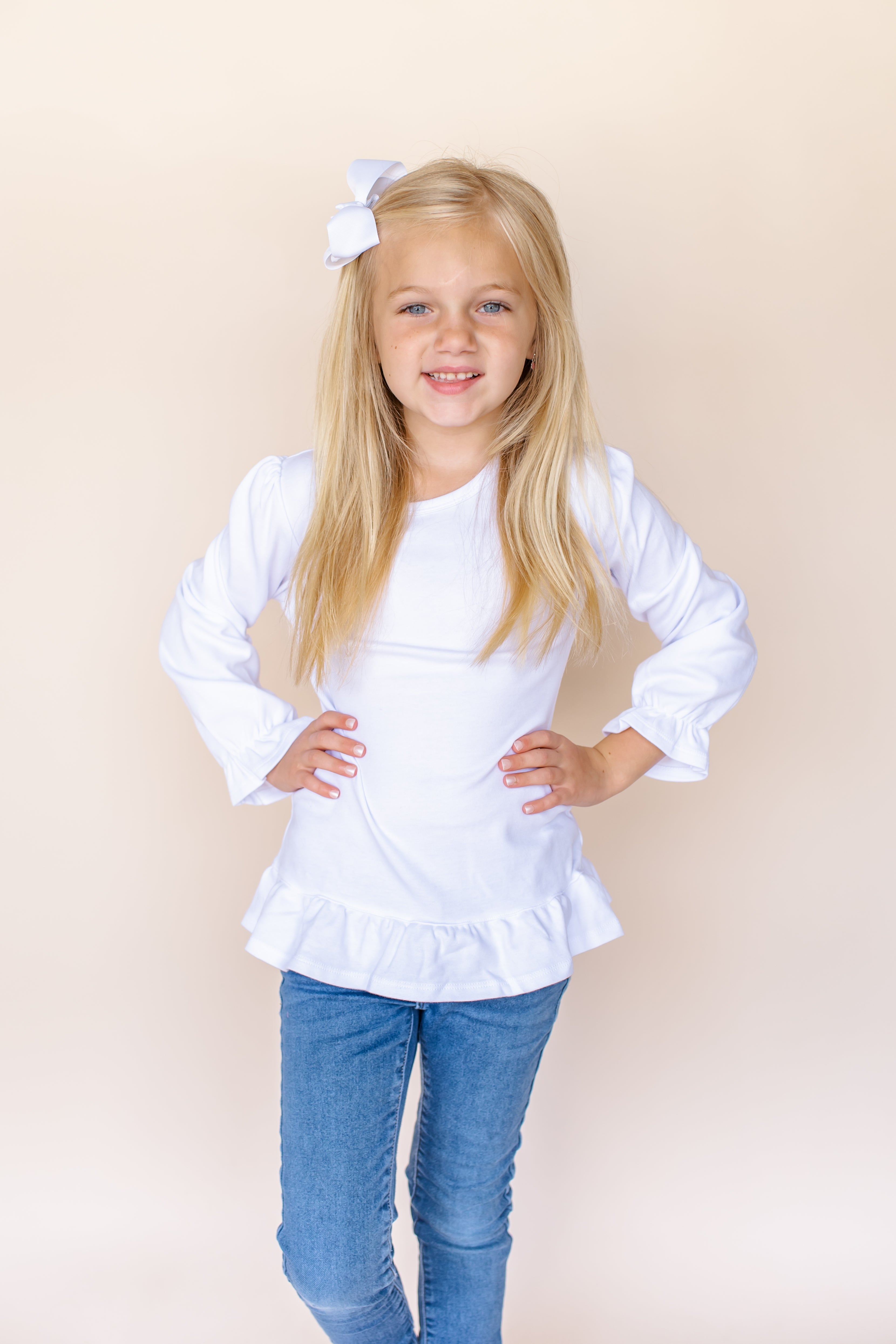 Girl's Long Sleeve Ruffle Shirt (Youth)