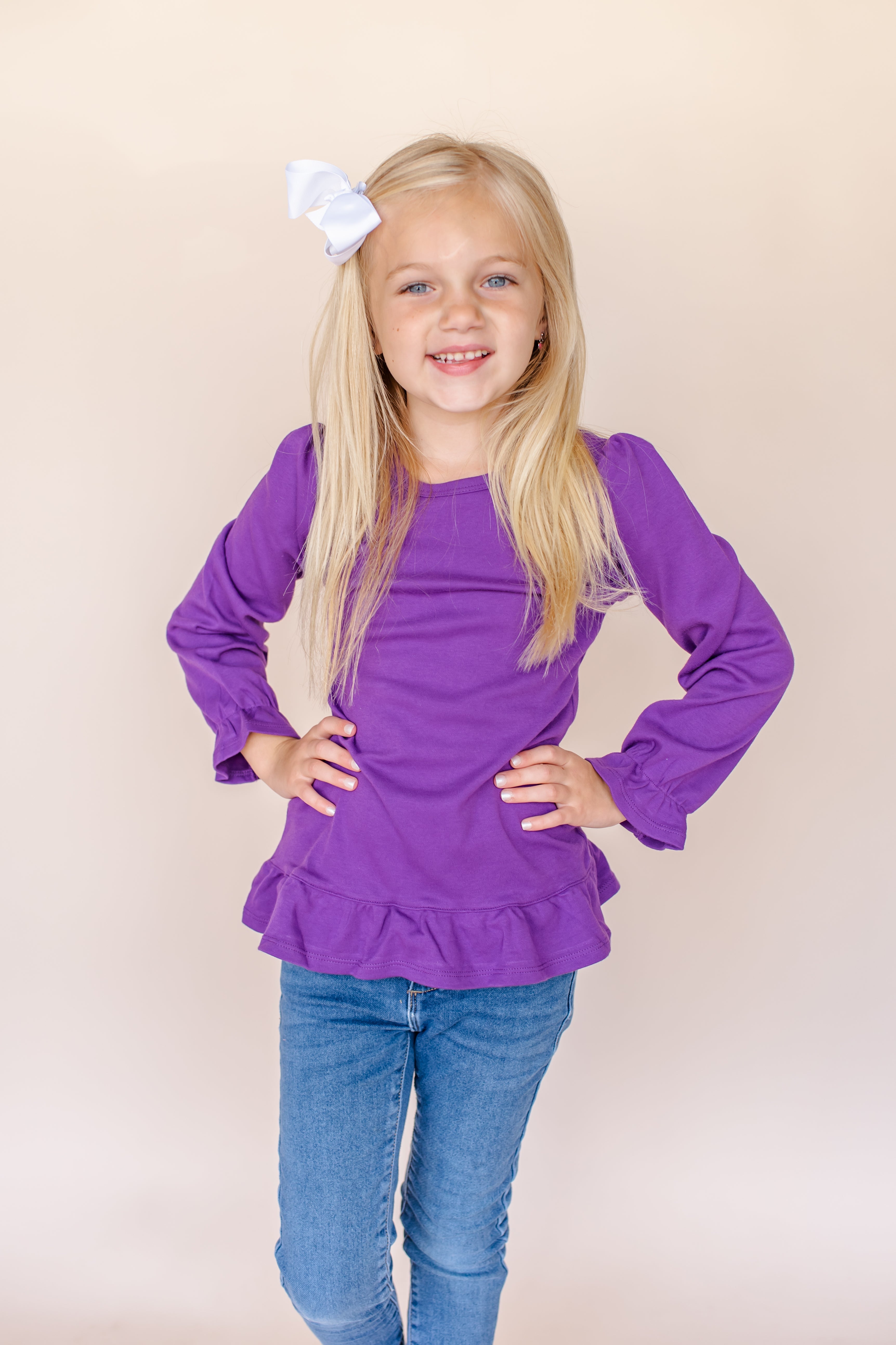 Girl's Long Sleeve Ruffle Shirt (Youth)