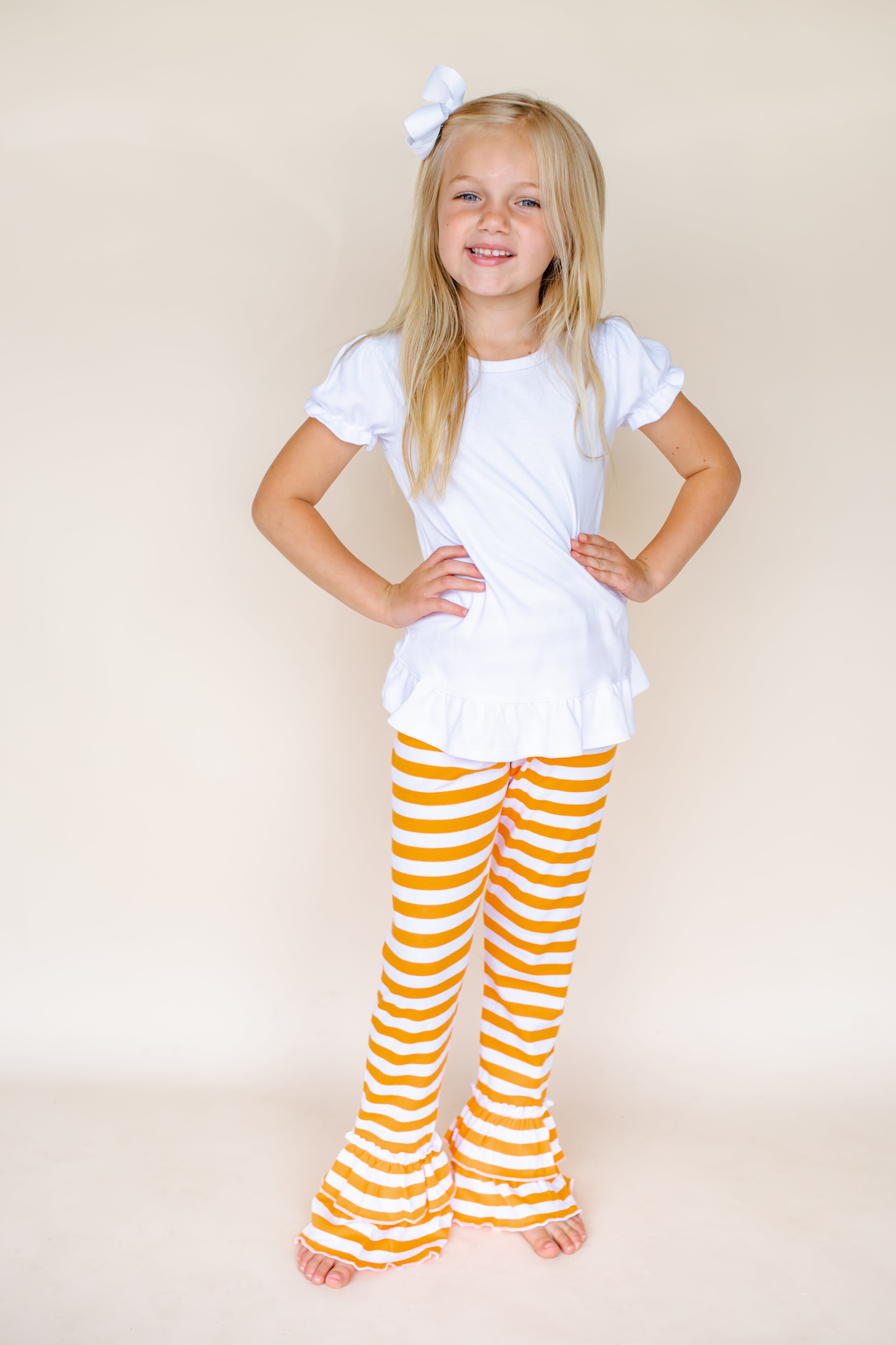 Girl's Striped Ruffle Pants