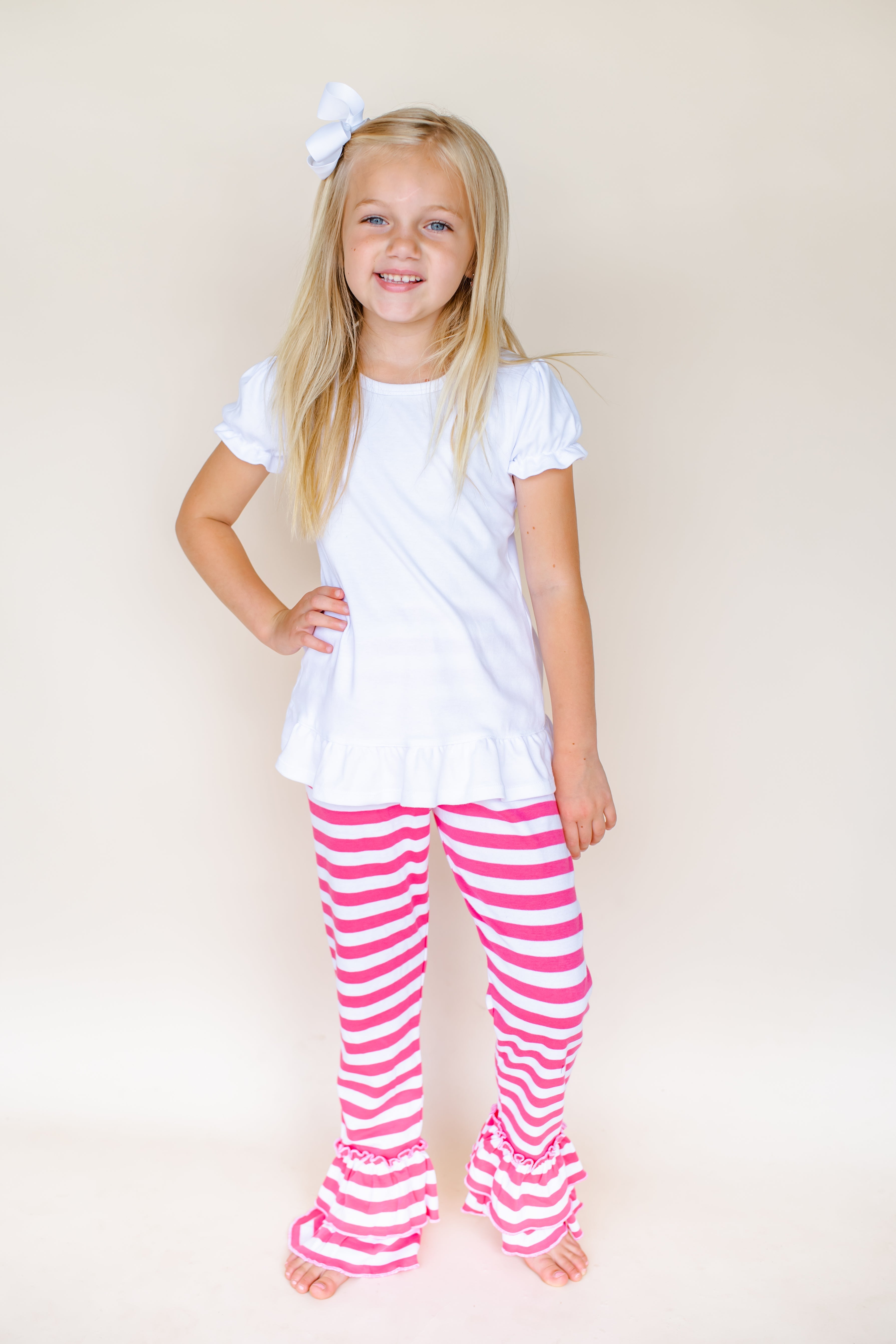 Girl's Striped Ruffle Pants