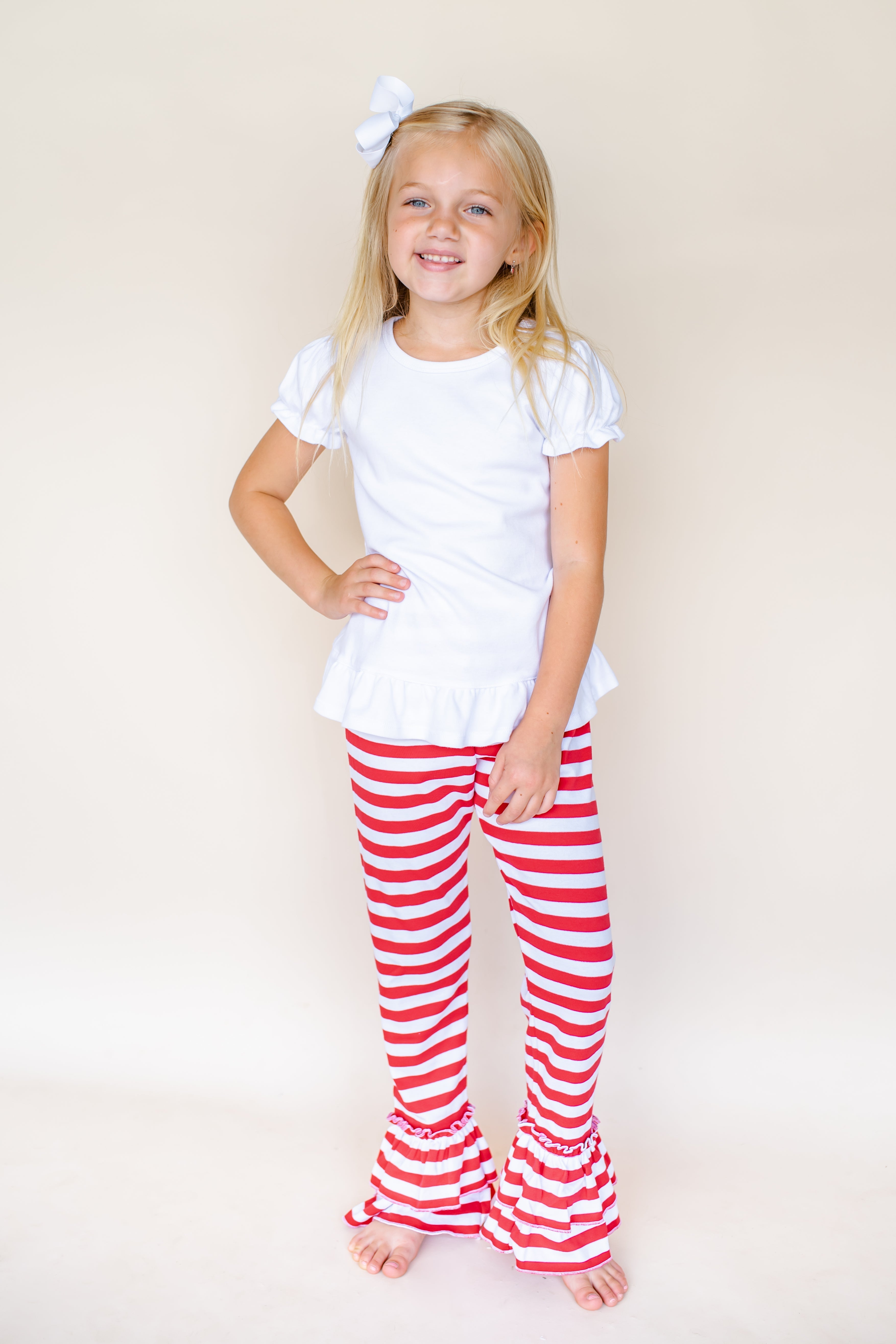 Girl's Striped Ruffle Pants