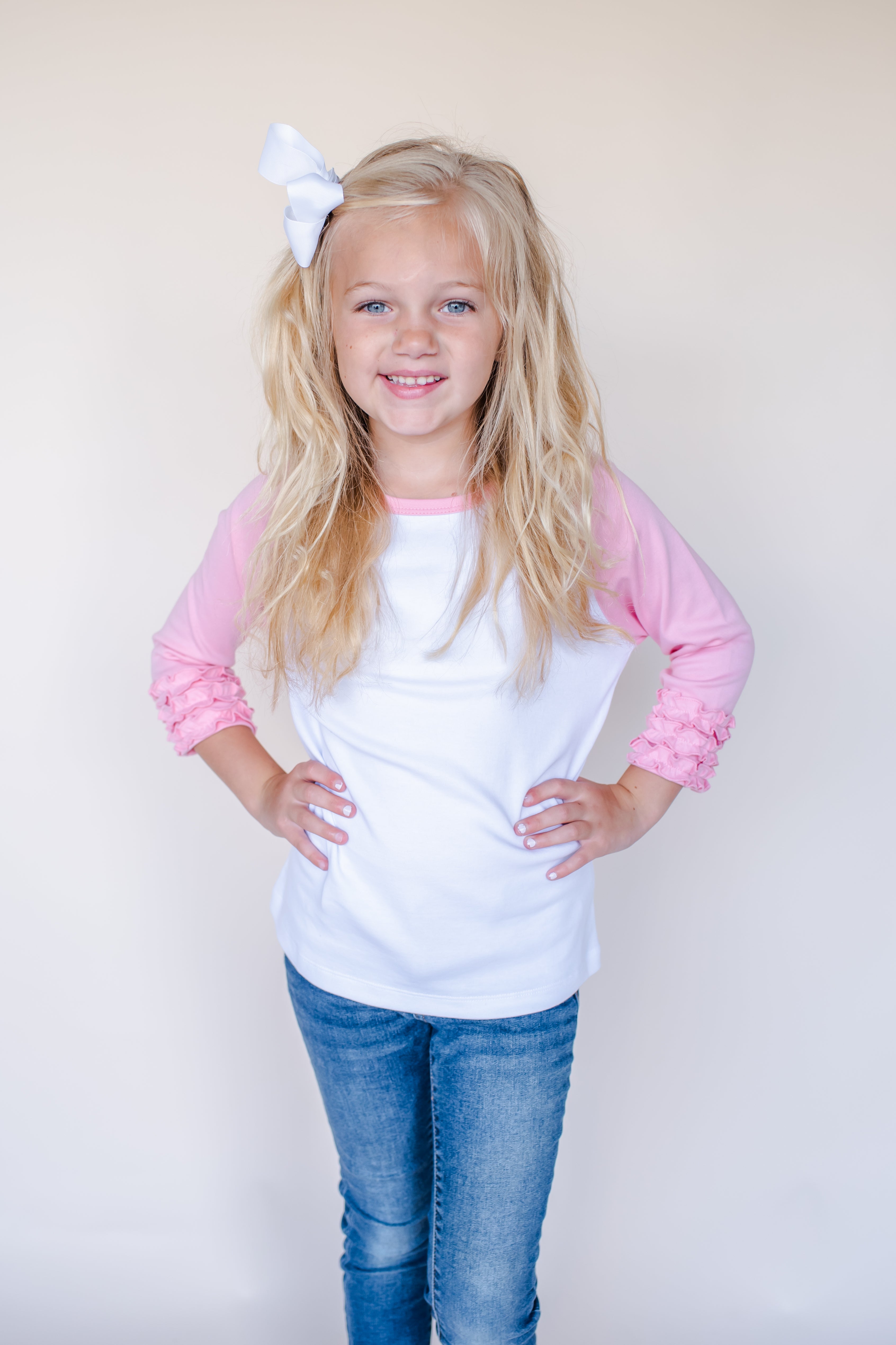 Girl's Solid Triple Ruffle Raglans