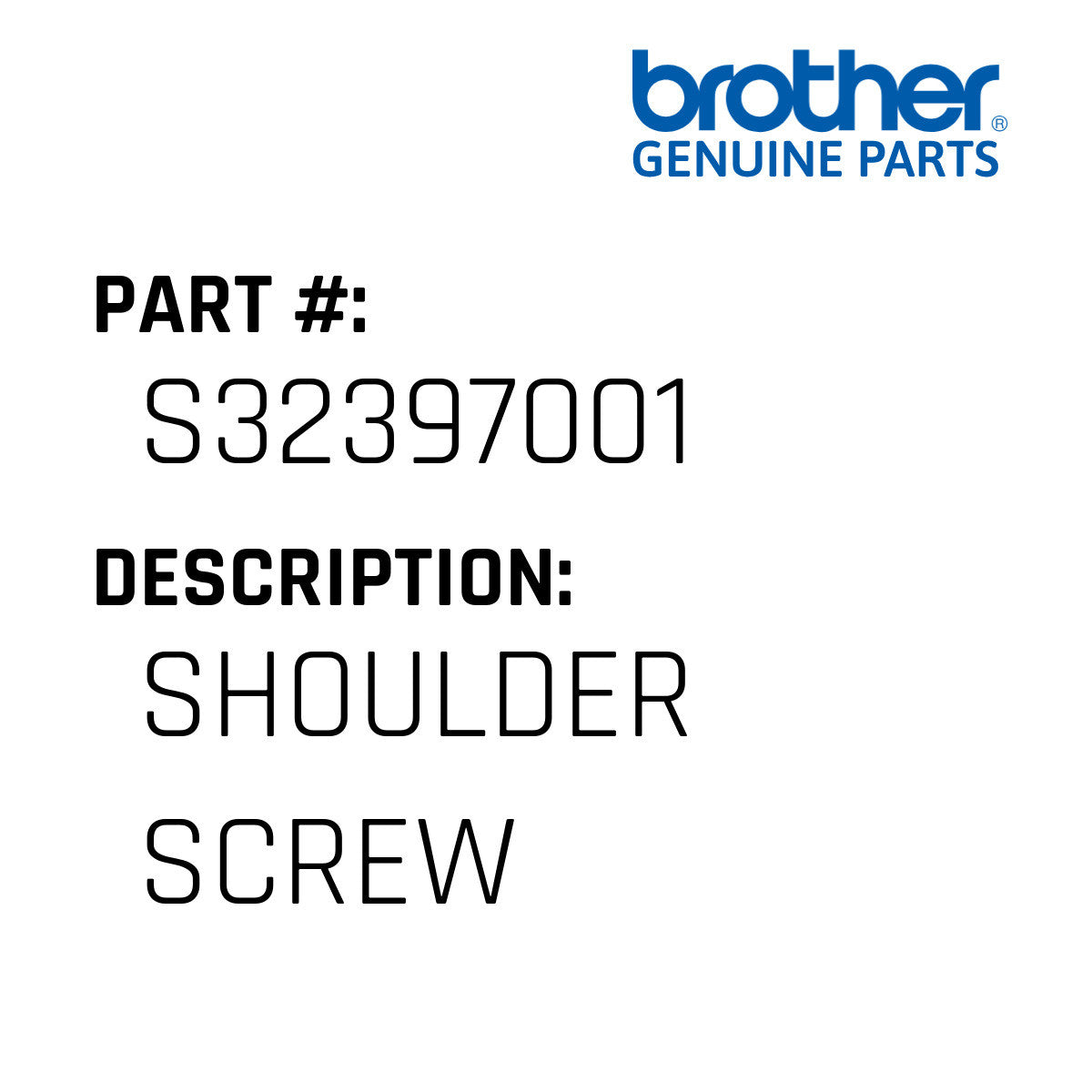 Shoulder Screw - Brother #S32397001