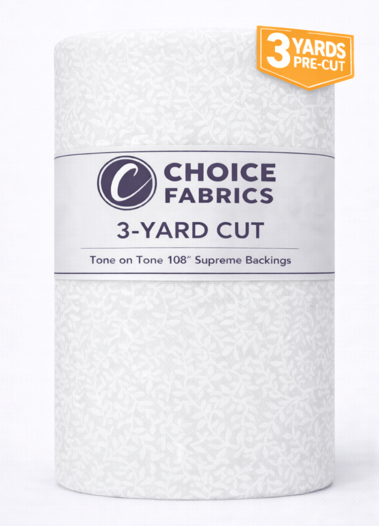 Tone on Tone 108" Supreme Backings - White on White Vines (3-Yard Pack)