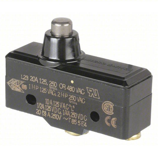 HONEYWELL Snap Action Switch: Plunger Actuator, 1NO/1NC, Screw #BA-2RB-A2
