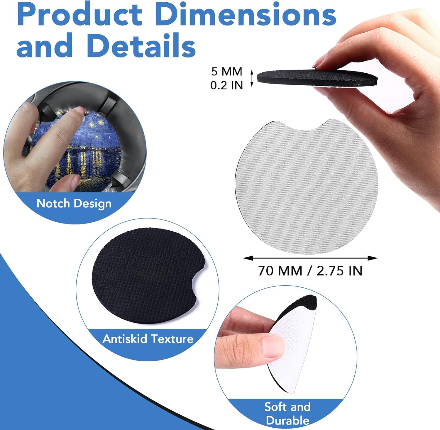 Sublimation Rubber Car Coaster Blank (1pc)