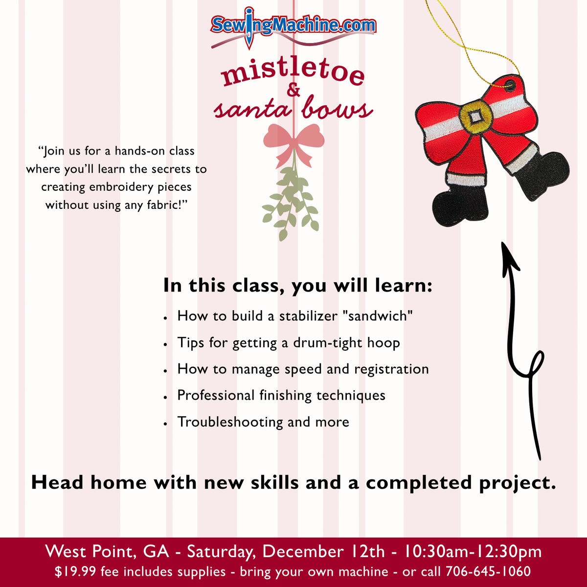 Mistletoe and Santa Bows Class 12/12