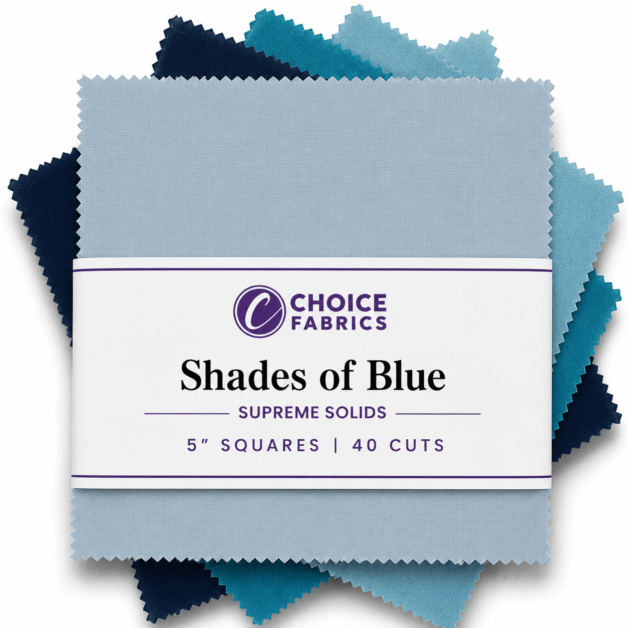 Supreme Solids - 5x5 Charm Pack - Shades of Blue (40 Squares)