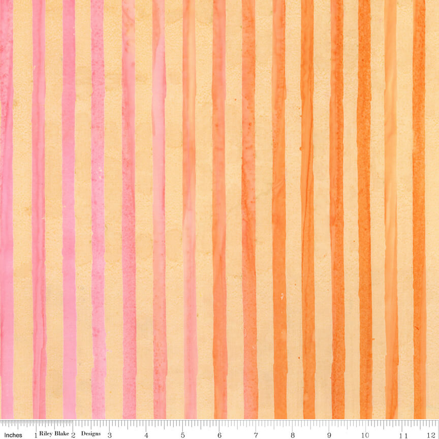Elementals Batiks - Get in Line - Coral Fiesta
