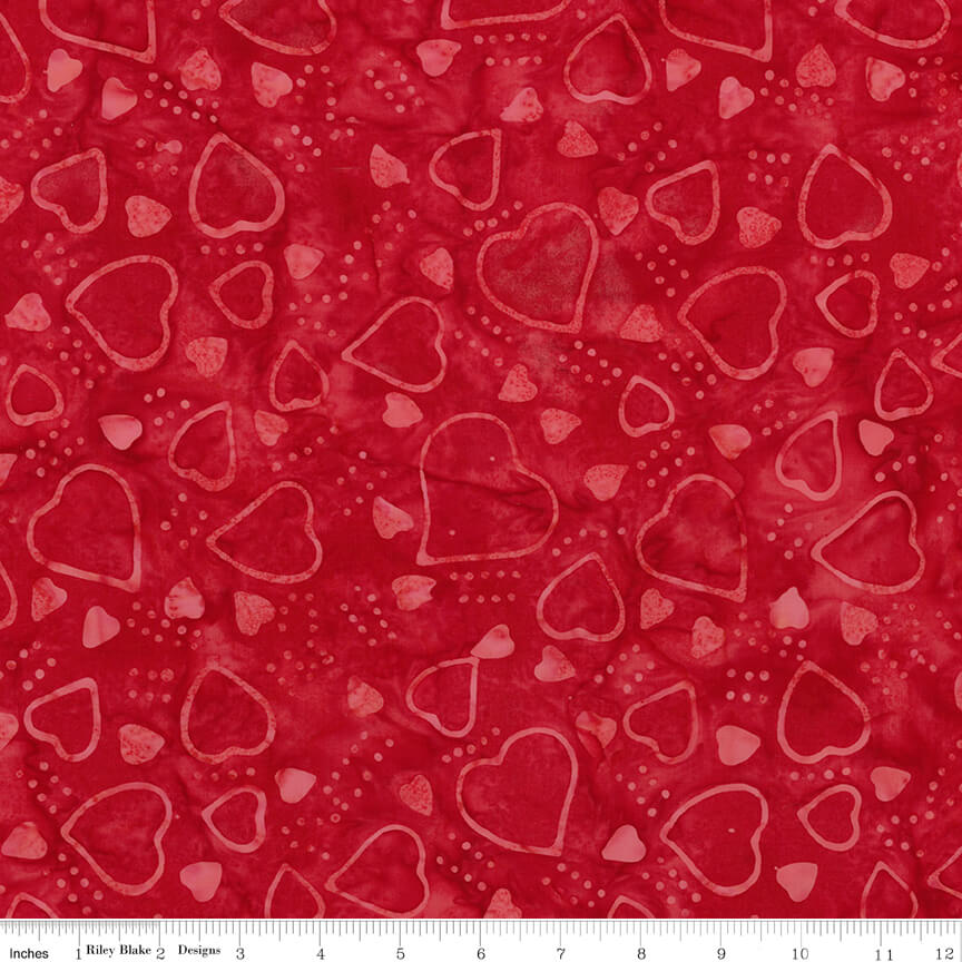 Love Punch Batiks - Hearts - Red