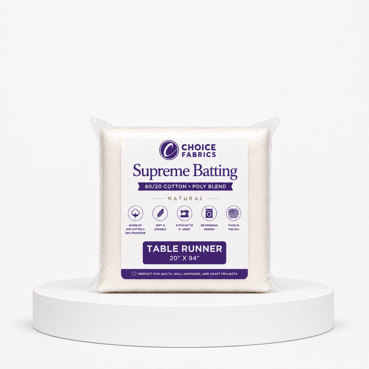 Choice Supreme Batting - 80/20 Cotton/Poly Blend - Table Runner (20" x 94")