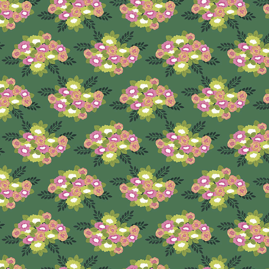 Morning Meadow - Bouquets - Green (3-Yard Pack)
