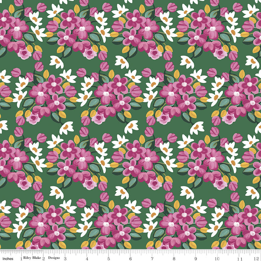 Morning Meadow - Flower Bunches - Green (3-Yard Pack)