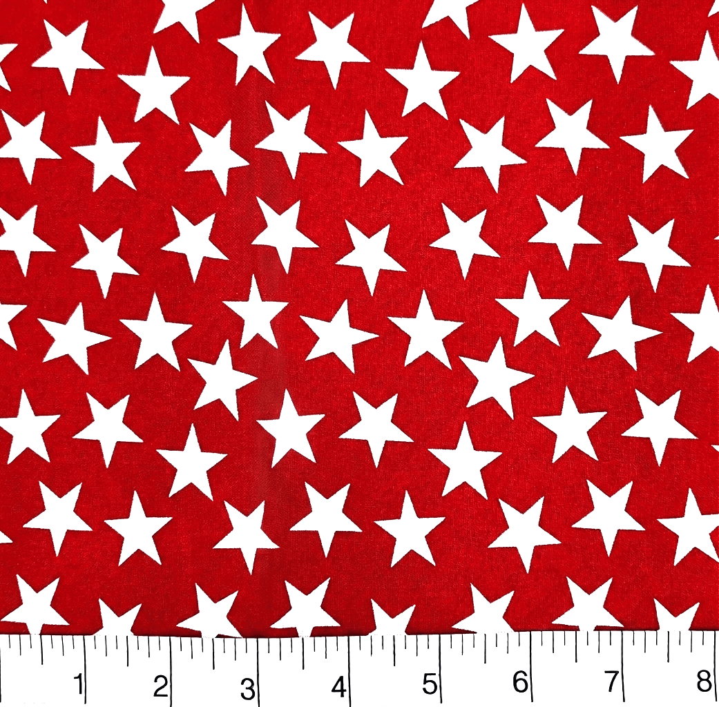 Patriotic Stars 108" Supreme Backings - Large White Stars on Red (3-Yard Pack)
