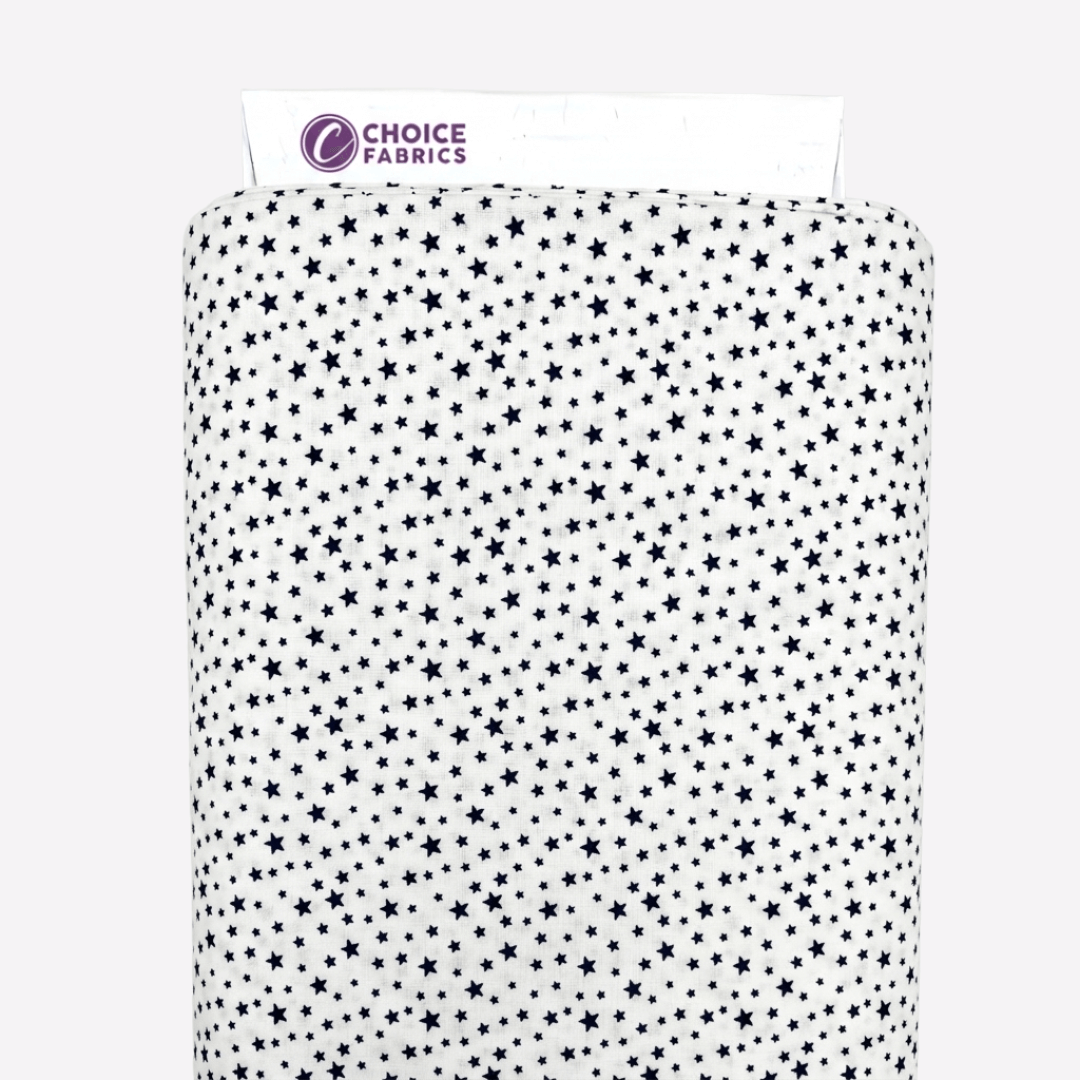 Patriotic Stars 108" Supreme Backings - Navy Stars on White (3-Yard Pack)