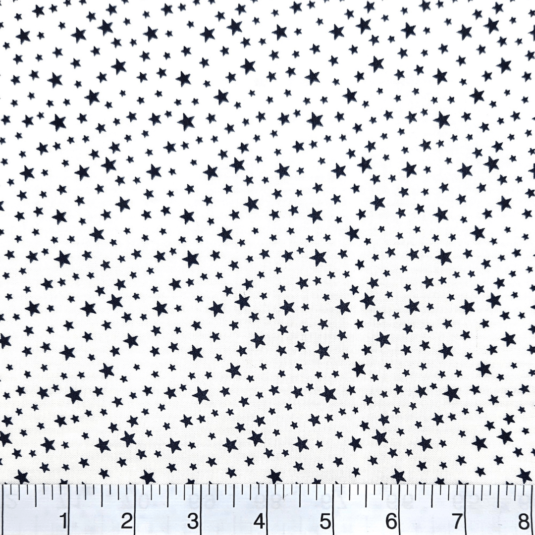 Patriotic Stars 108" Supreme Backings - Navy Stars on White (3-Yard Pack)