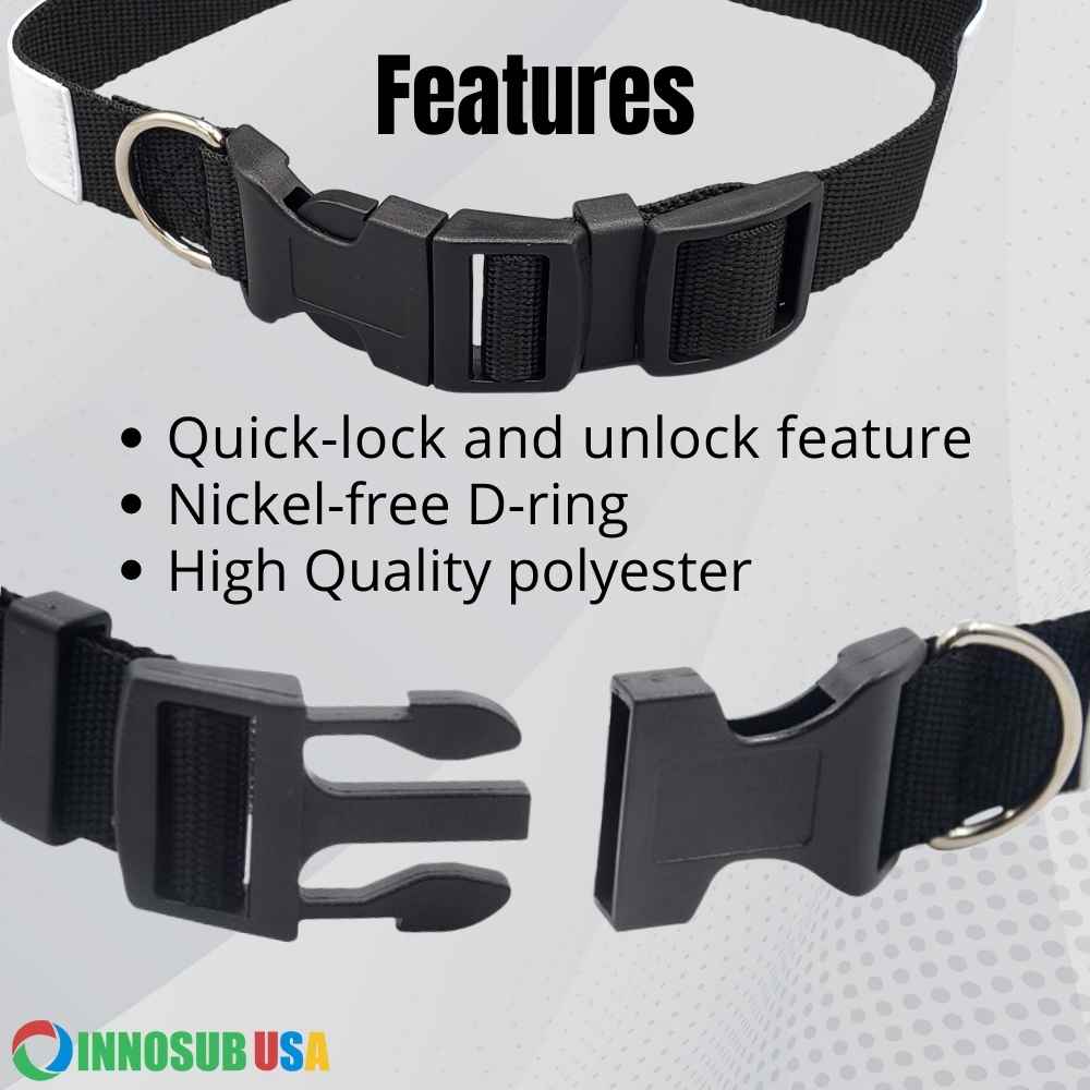 Sublimation Blanks Dog Collar Polyester Adjustable by INNOSUB USA - 3 Sizes