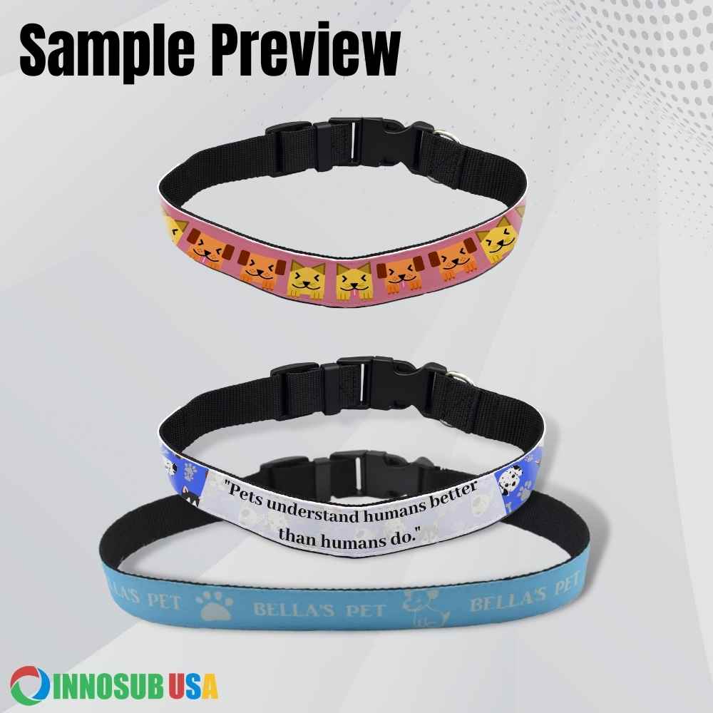 Sublimation Blanks Dog Collar Polyester Adjustable by INNOSUB USA - 3 Sizes