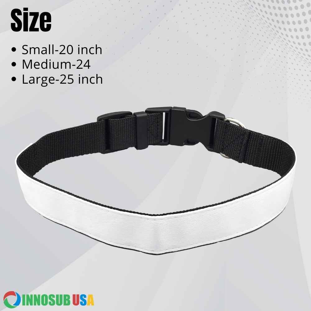 Sublimation Blanks Dog Collar Polyester Adjustable by INNOSUB USA - 3 Sizes