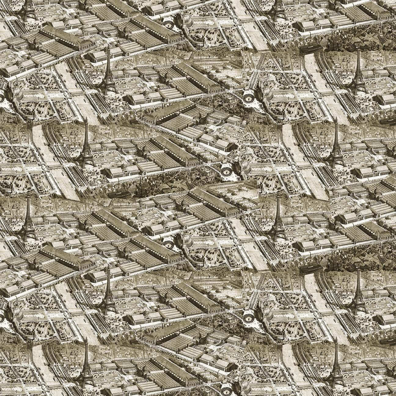 Paris Nights - Map - Sepia (3-Yard Pack)