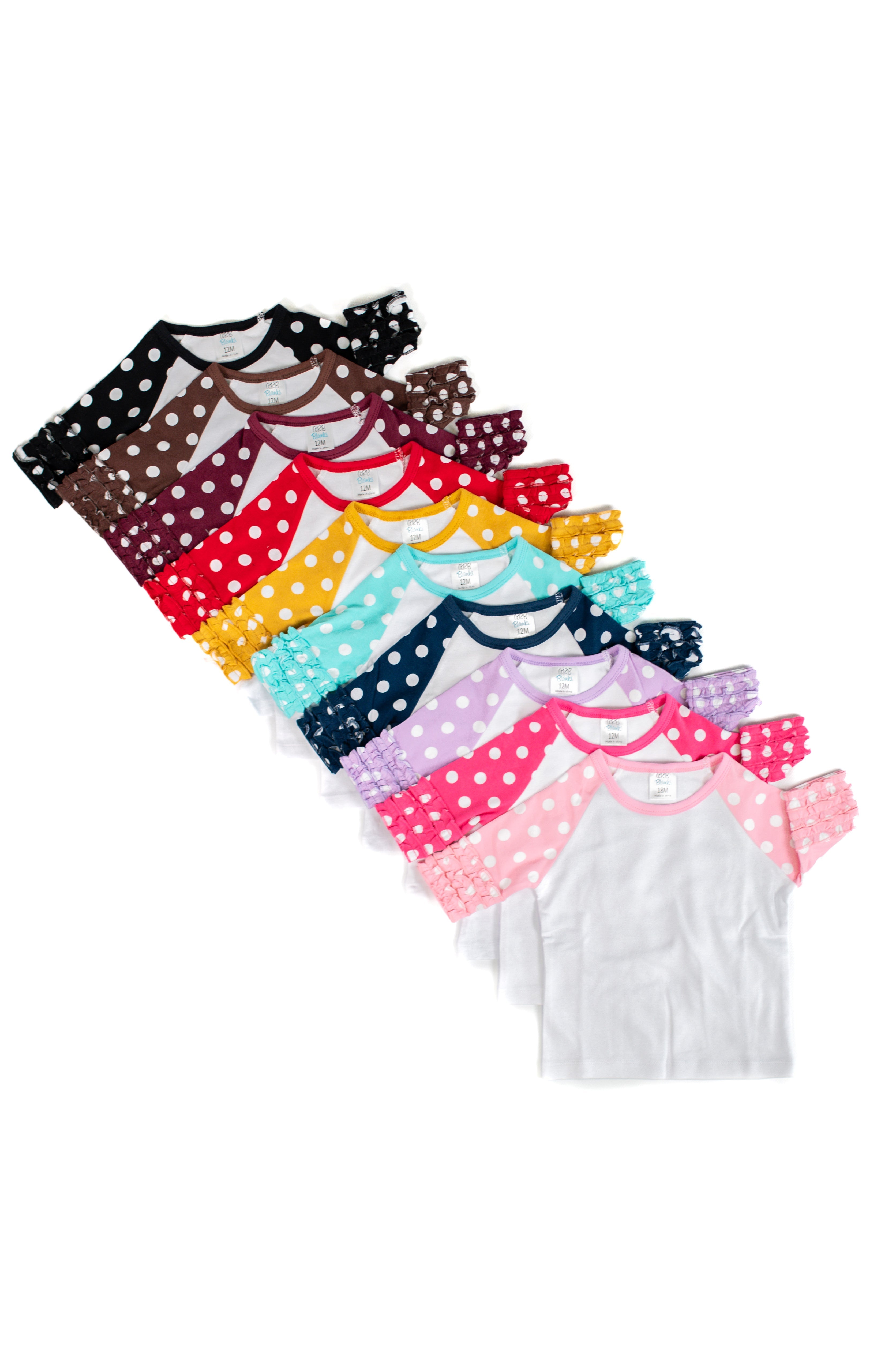 Girl's Polka Dot Triple Ruffle Raglans No