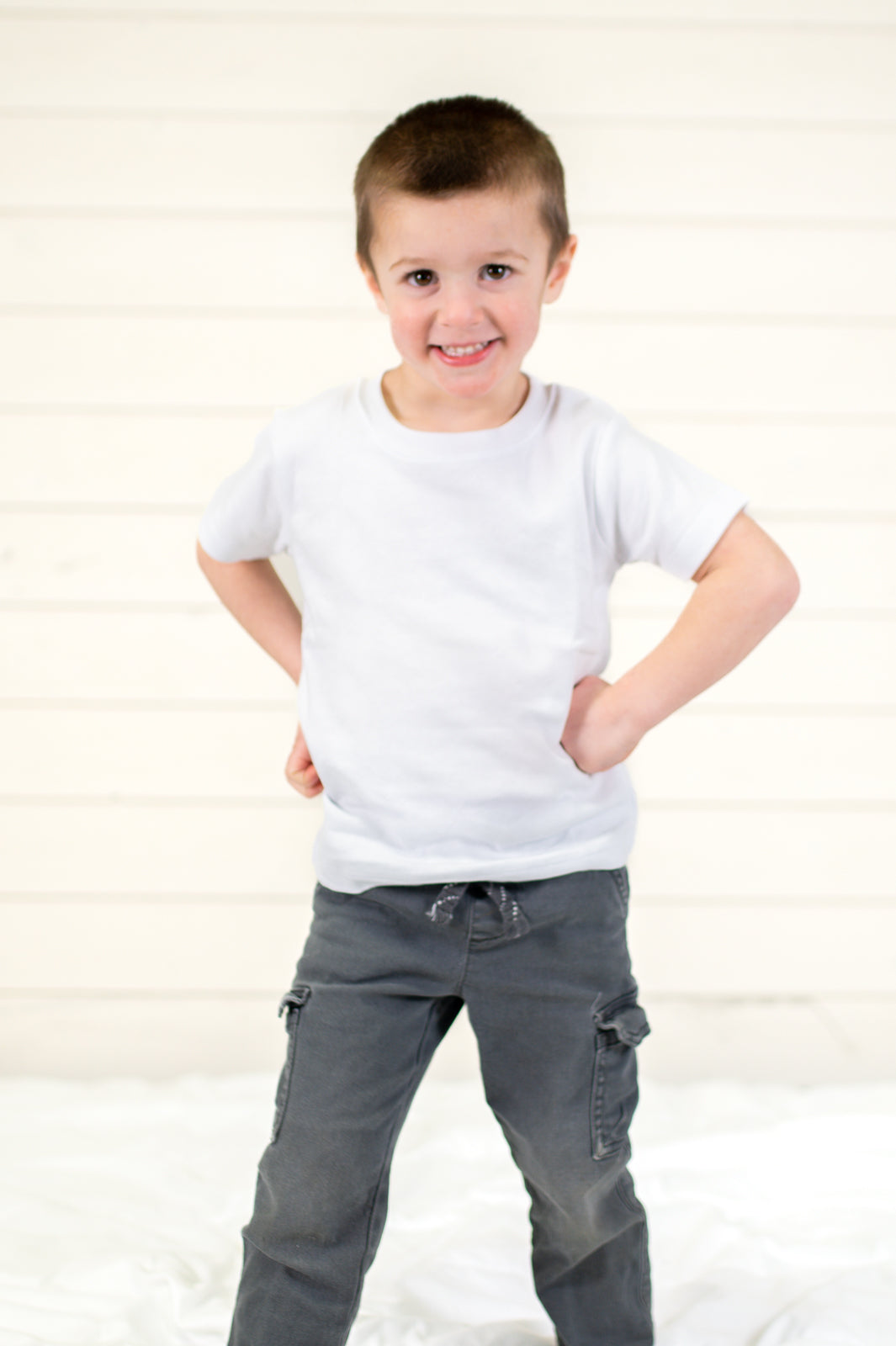 Boy's White Short Sleeve Shirt