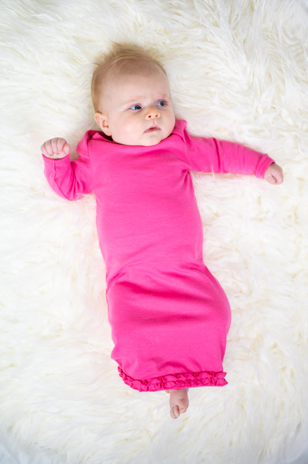 Ruffle Long Sleeve Baby Gown