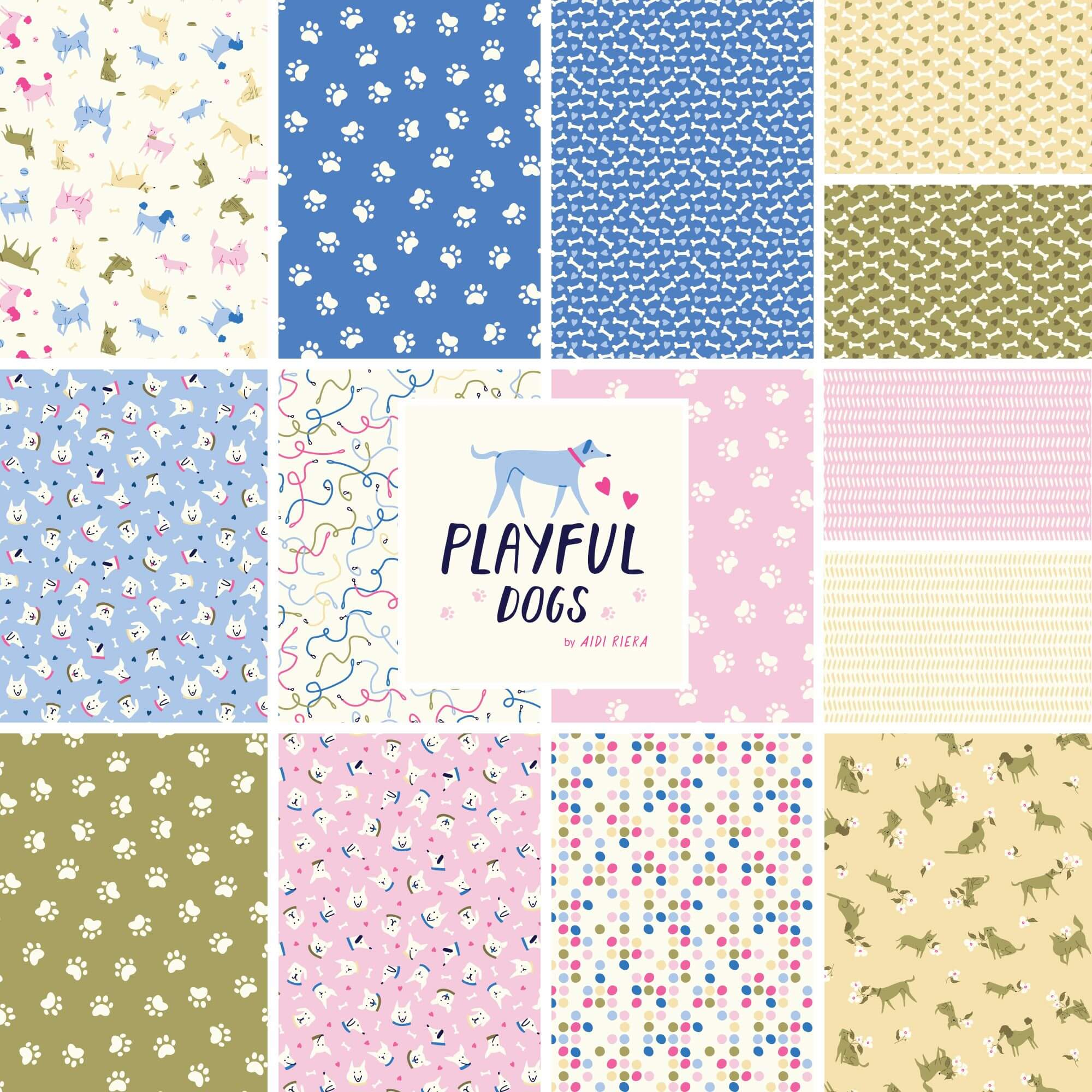 Playful Dogs by Cloud9 - 5x5 Charm Pack (42 Squares)