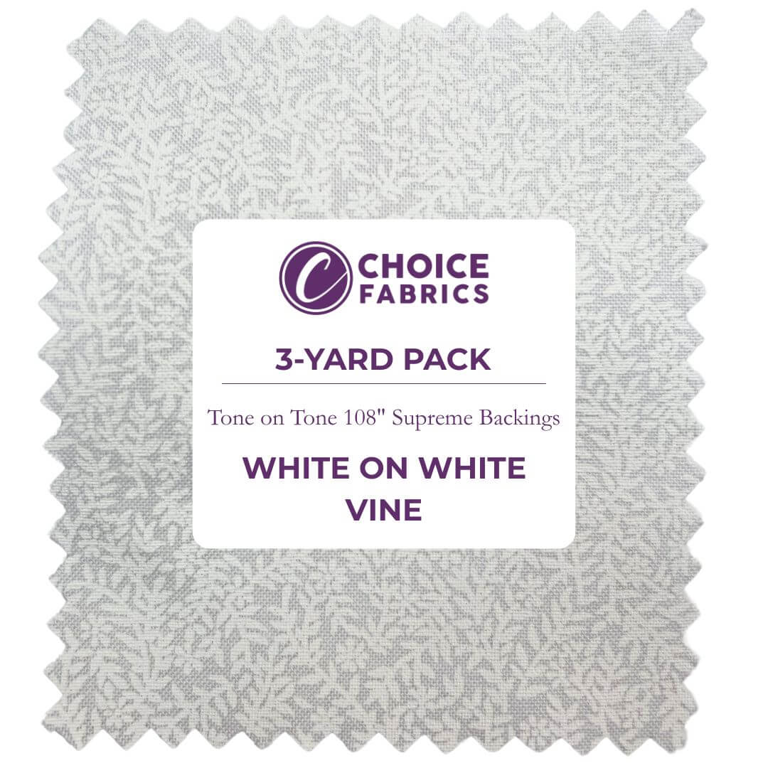 Tone on Tone 108" Supreme Backings - White on White Vines (3-Yard Pack)
